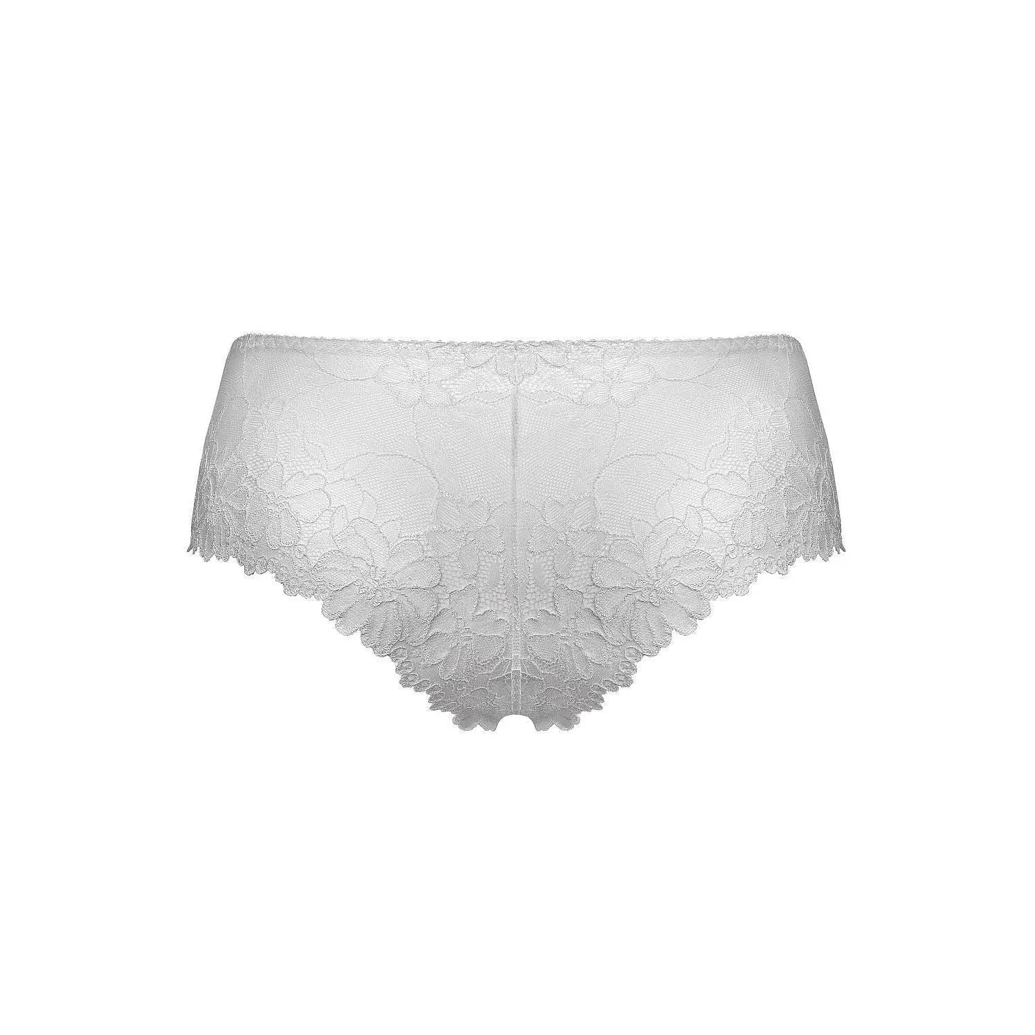 Culotte en dentelle blanche florale élégante, nœud décoratif, lingerie féminine taille 36-44, confort et raffinement.