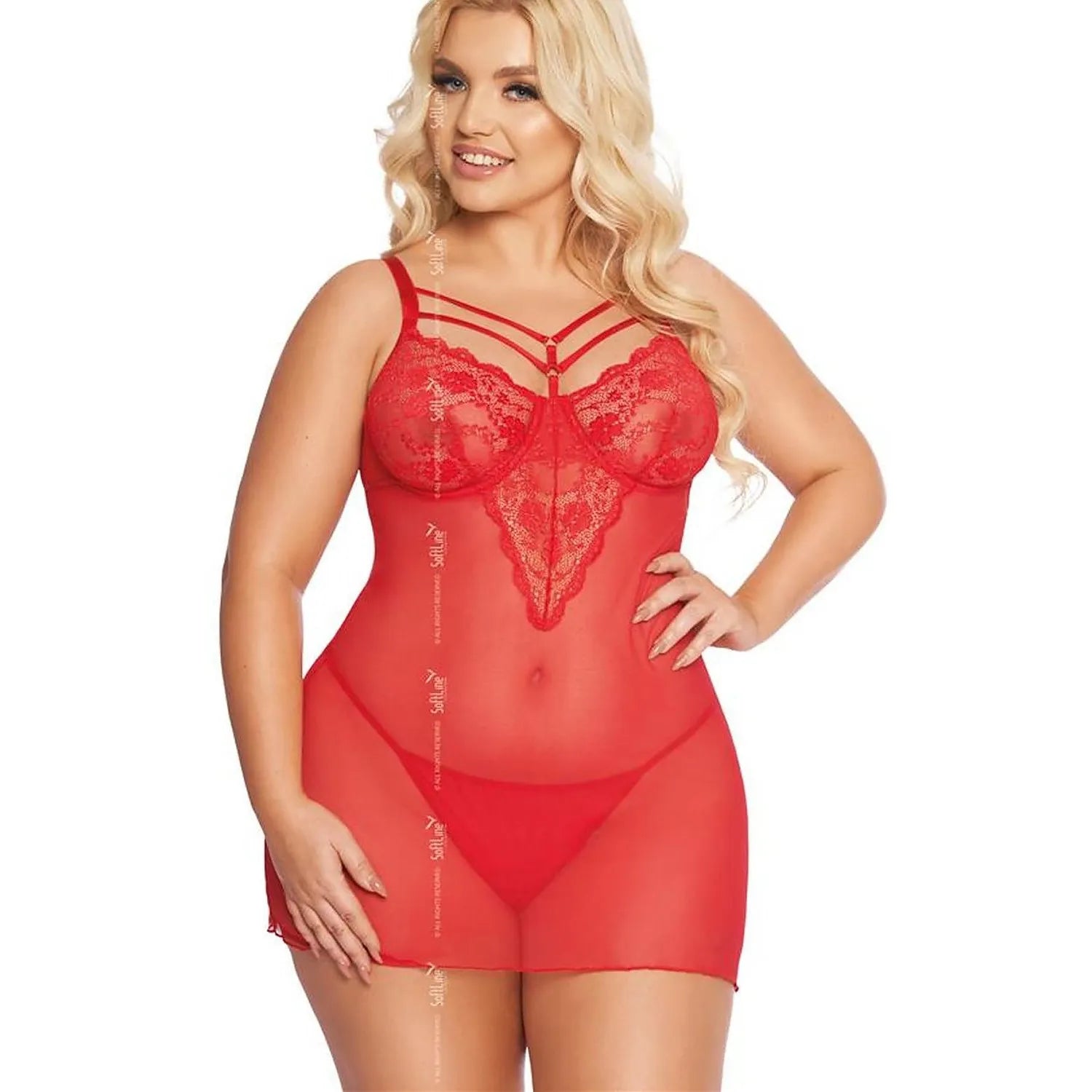 Ensemble sexy model 206927 Soft Line Collection t-shirt dentelle transparent strings lingerie sexy occasion spéciale