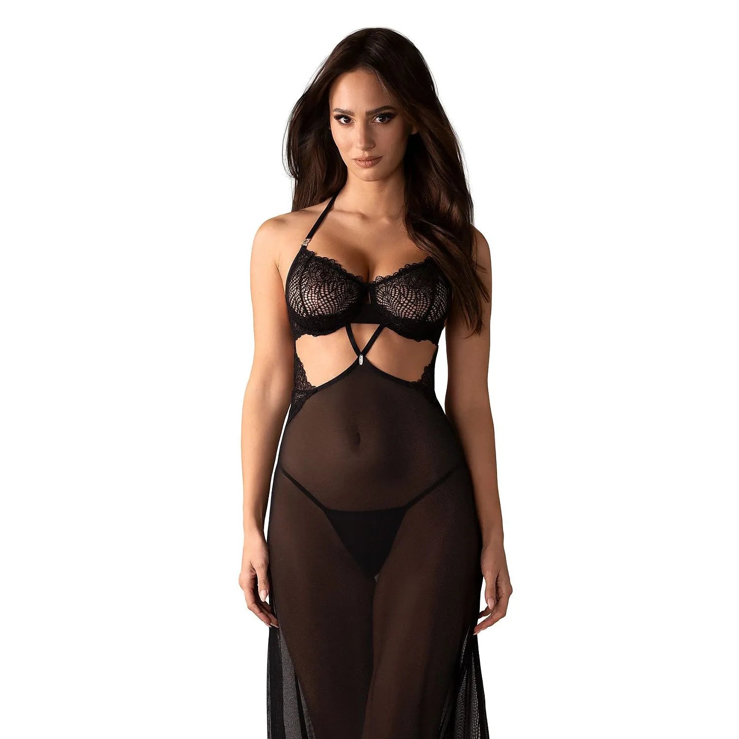 Ensemble sexy Obsessive Model 208187 Dentelle Armatures Décolleté Transparent Taille Bretelles Réglable String Elasthanne Polyamide