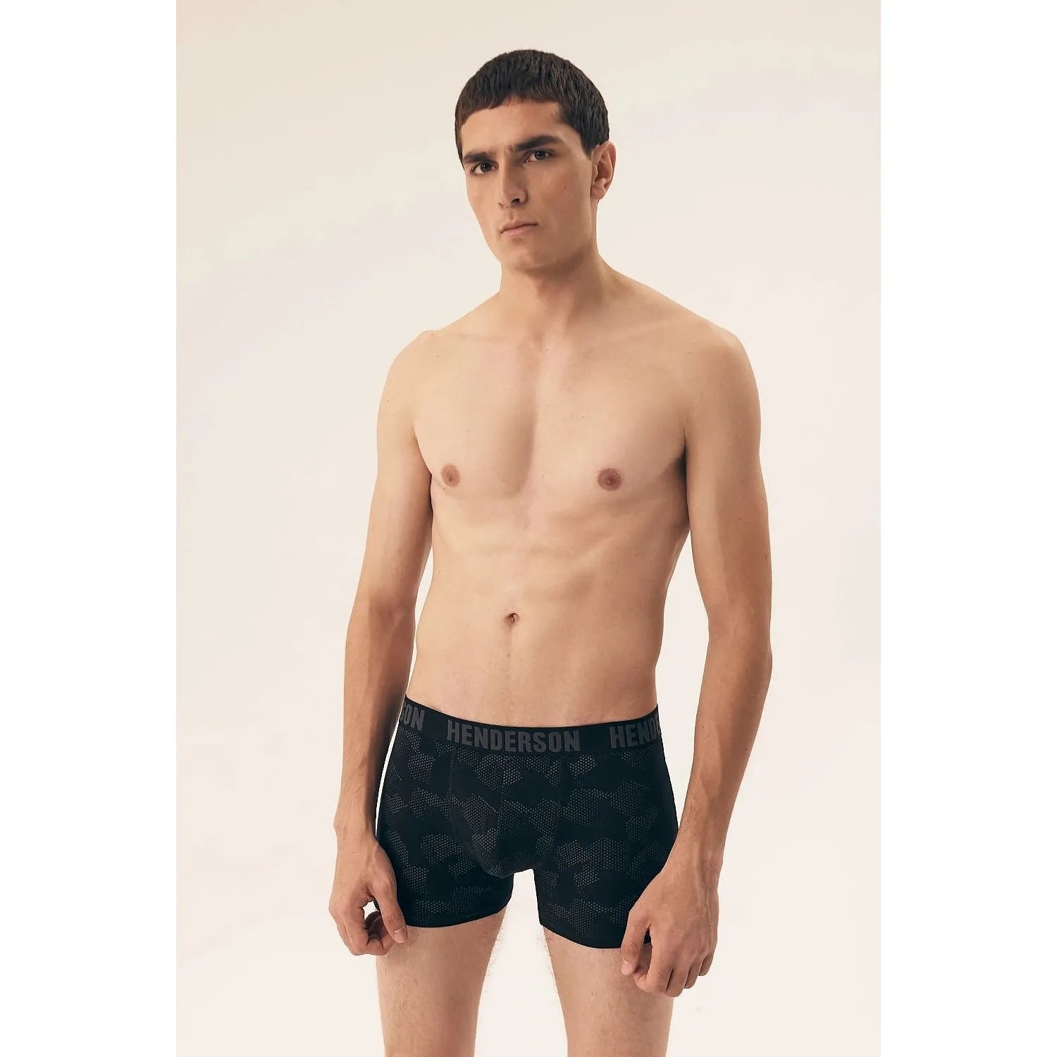 boxer hommes Henderson modèle 208615 coton élasthanne respirabilité confort ceinture large maintien extensible motif uni noir durable élégant moderne