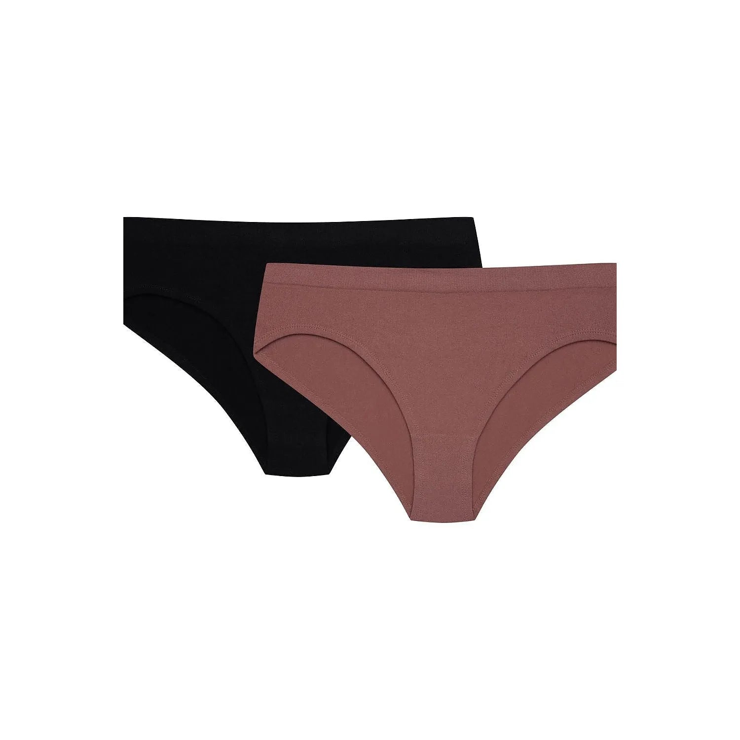 Culottes bikini Henderson noires et brique, tissu côtelé doux, côtés couverts, doublure coton, confort quotidien.