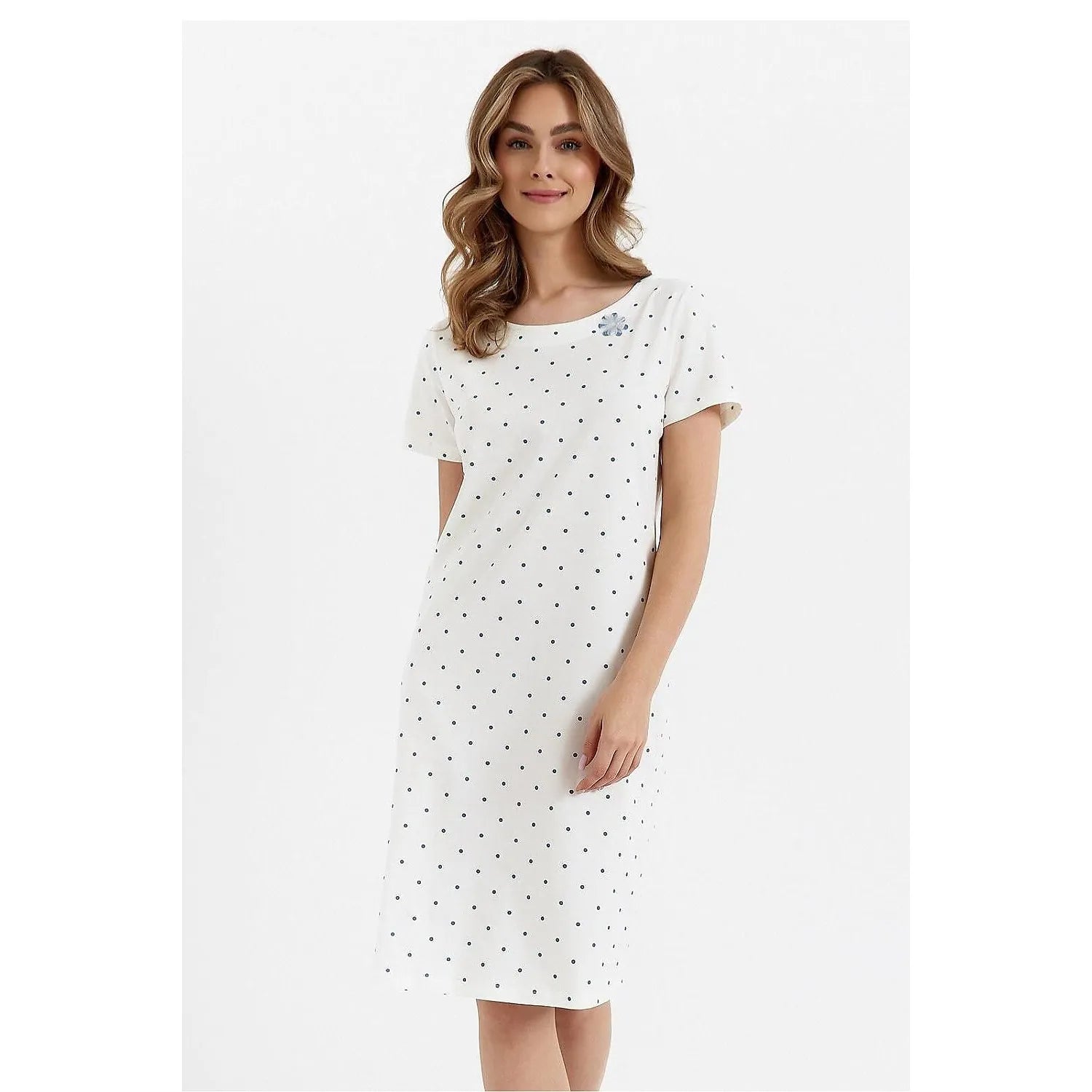 chemise nuit femme confortable manches courtes coton elasthanne ample longueur genou encolure ronde respirant doux hypoallergénique