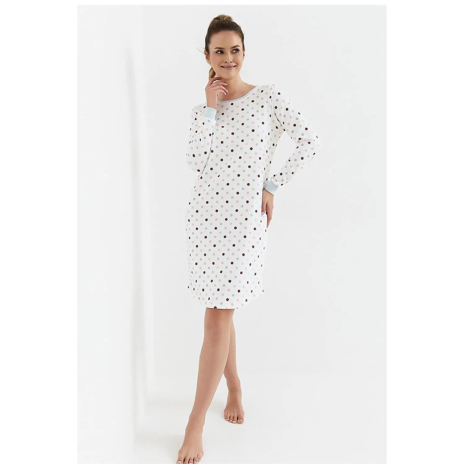 Chemise de nuit model 212762 Cana coton confortable élégante manches longues poignets côtelés nuits paisibles lingerie