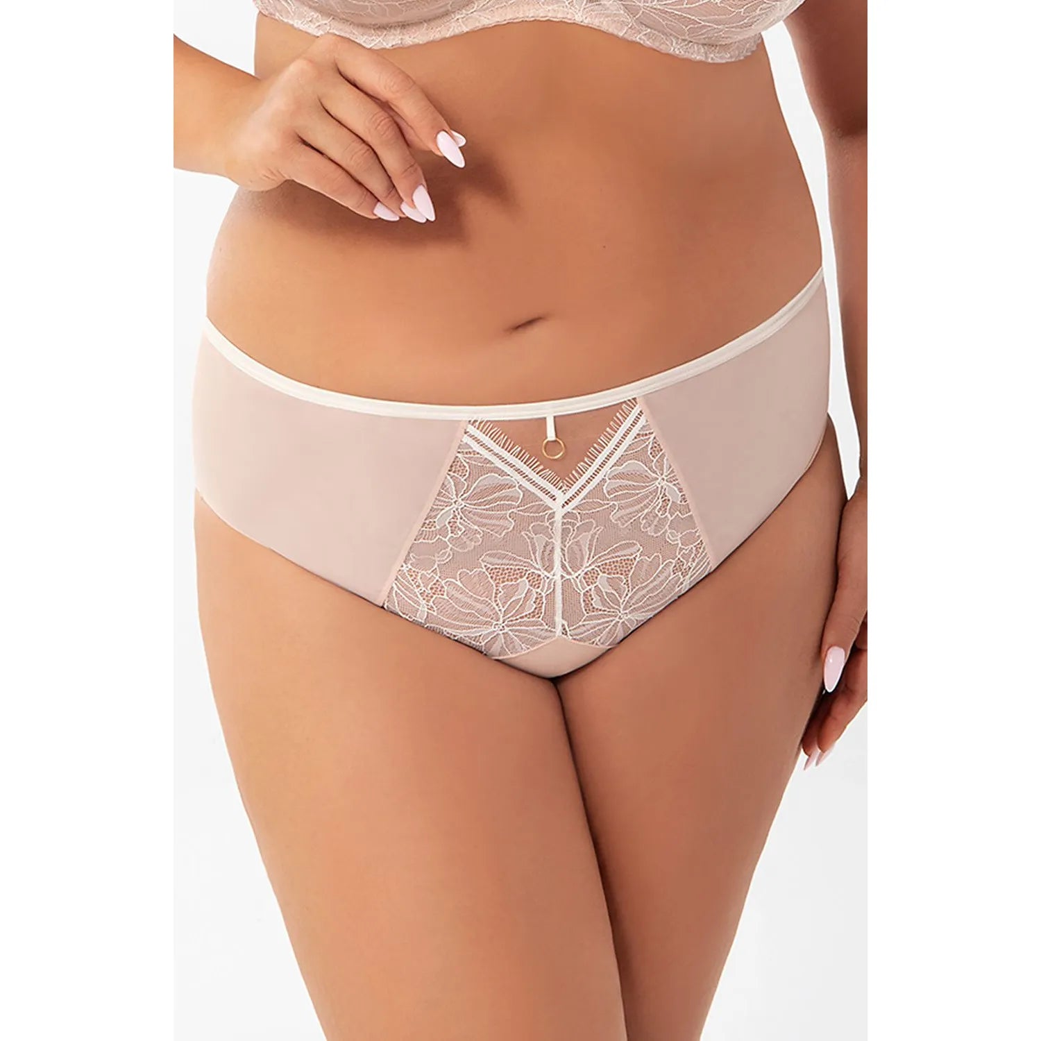 Culotte Gorsenia lingerie élégante dentelle tulle maille semi transparente motifs floraux coutures fines doublure coton ceinture plate côtés couverts