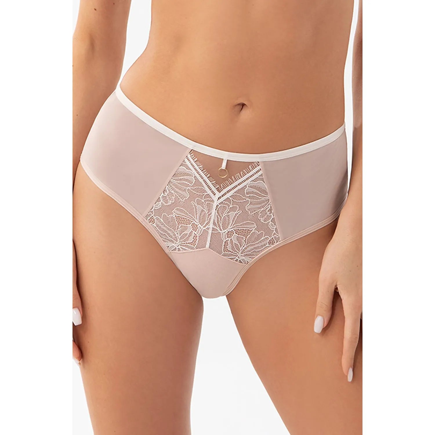 Culottes brésiliennes sensuelles Gorsenia model 212776 tulle élastique dentelle florale beige rosé lingerie féminine confortable élégance discrétion