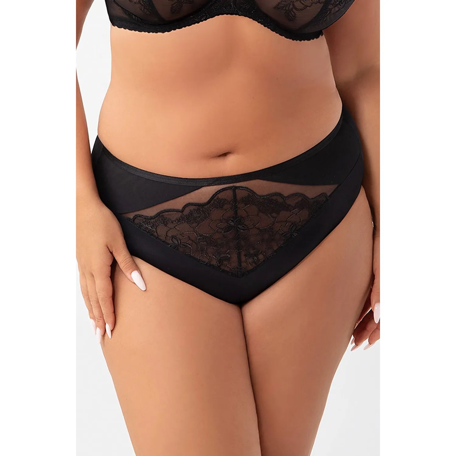 Culottes Gorsenia Lingerie noires en lace floral taille haute microfibre douce coverage complète respirante confort quotidien