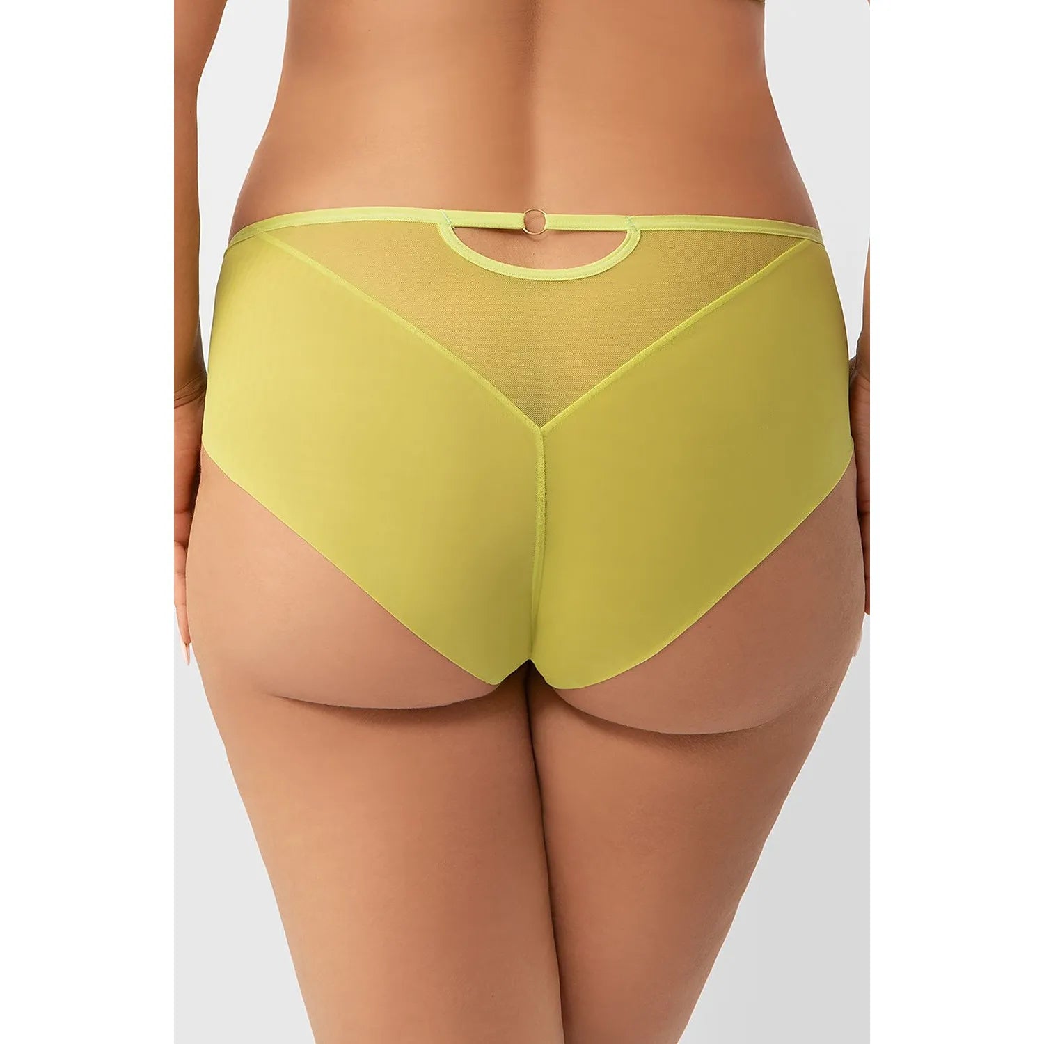 Culotte Gorsenia verte vif dentelle florale, taille basse, design moderne, élégante et confortable pour femme.