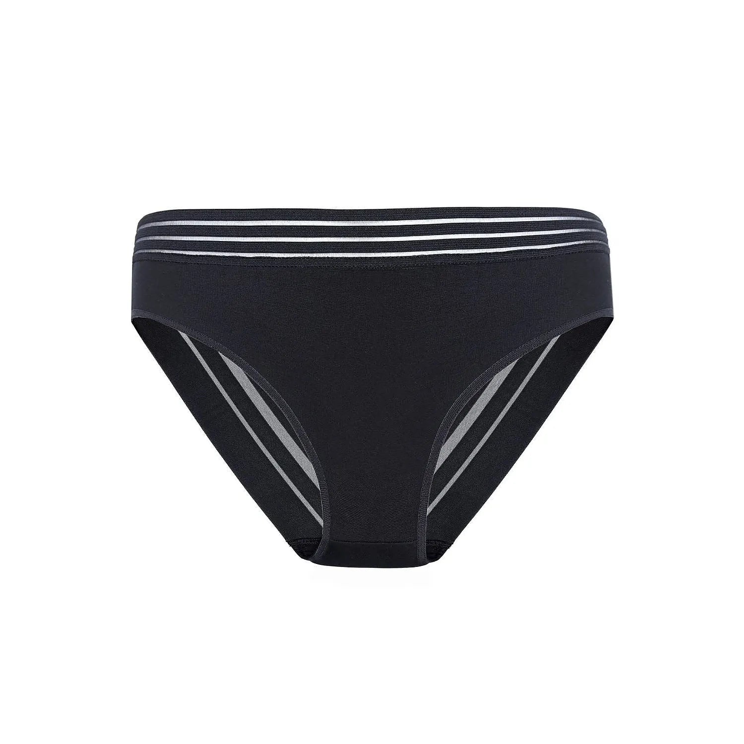 Ensemble culottes coton bio noir rayures blanches, dentelle, taille basse, confort quotidien, sans coutures, 3 piĂšces.