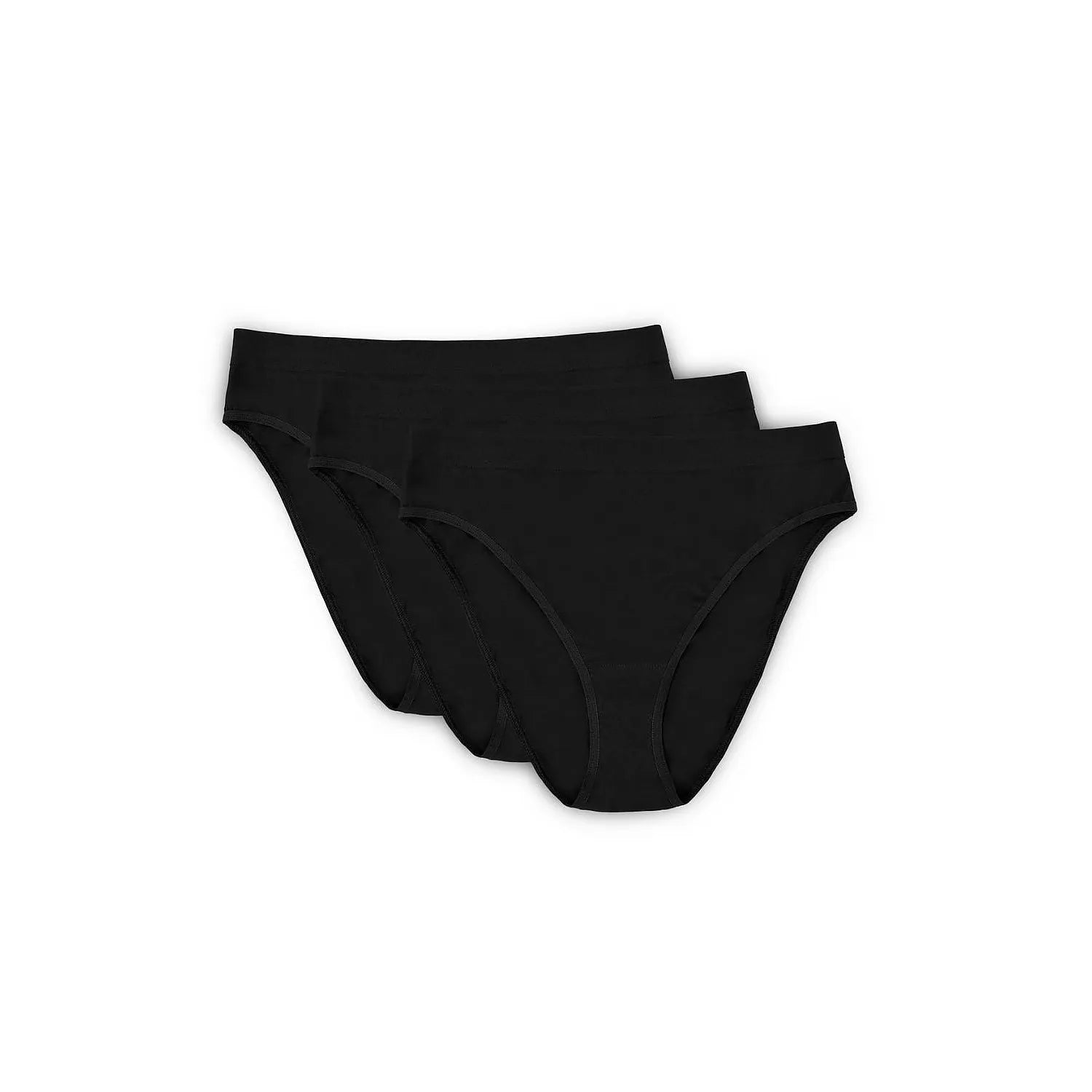 Ensemble trois culottes noires coton biologique certifié OEKOTEX confortable douces élasthanne coupe bikini échancrée basique intemporel respirant durable