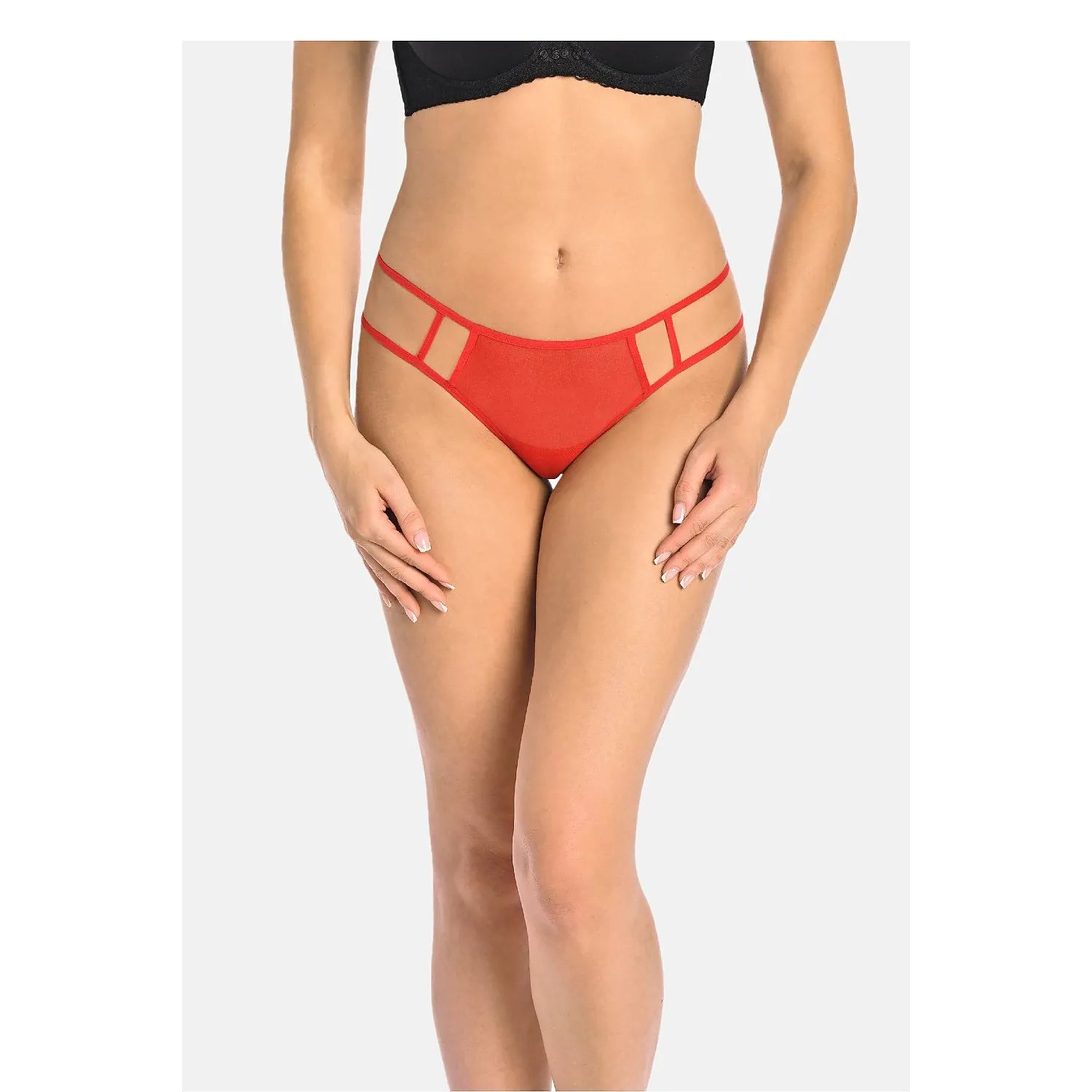 Culotte en filet transparent fine bande élastique rouge lingerie érotique moderne femmes ajustement parfait confort cut out style sexy