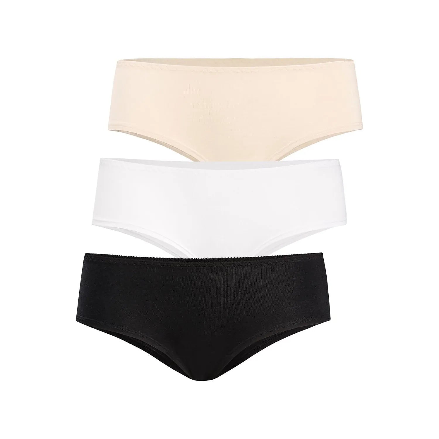 Culottes bambou microfibre noires, blanches et beiges, coupe classique, coutures fines, confort quotidien.