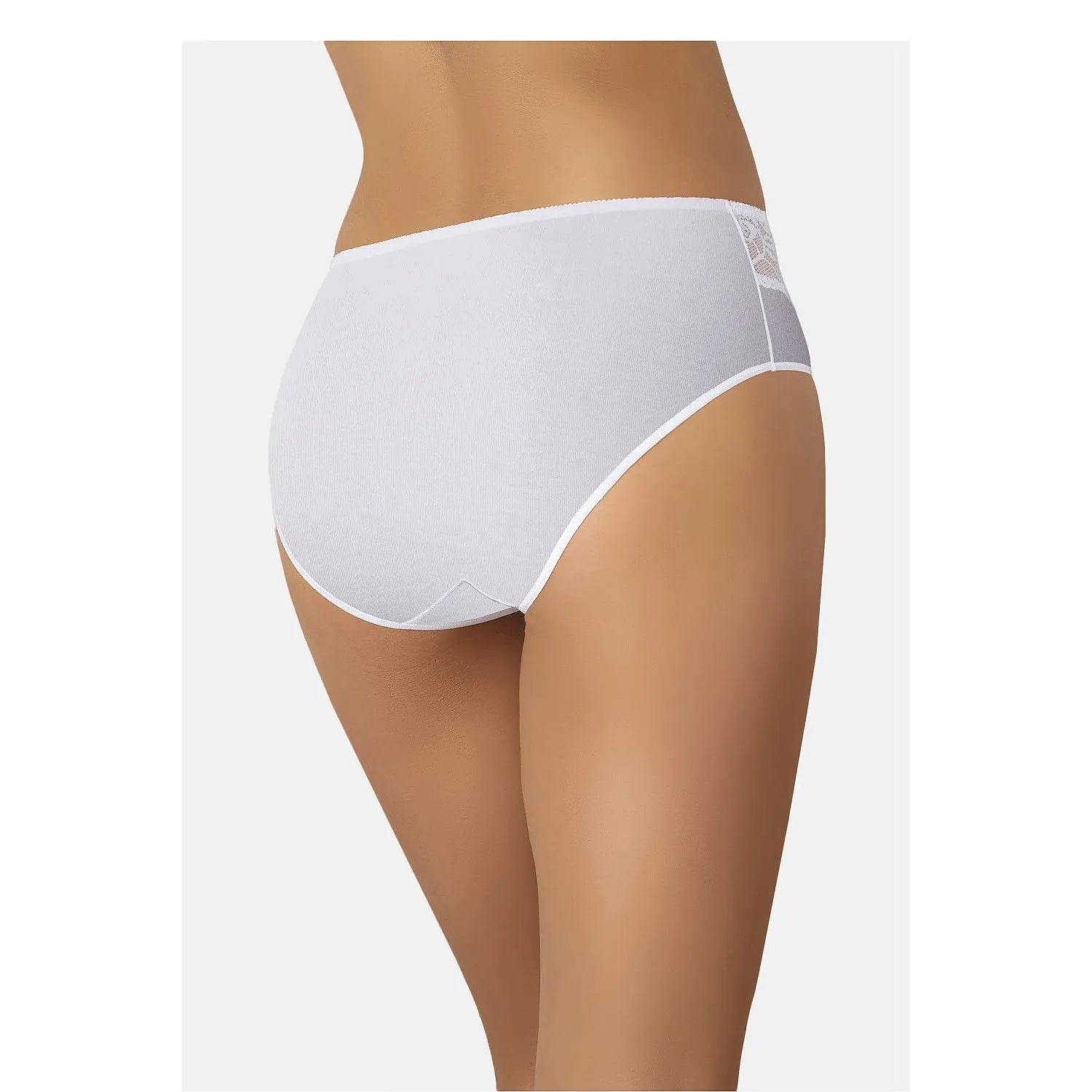 Culotte Teyli blanche en coton avec dentelle florale, coupe couvrante et élastique, confort quotidien et élégance féminine.