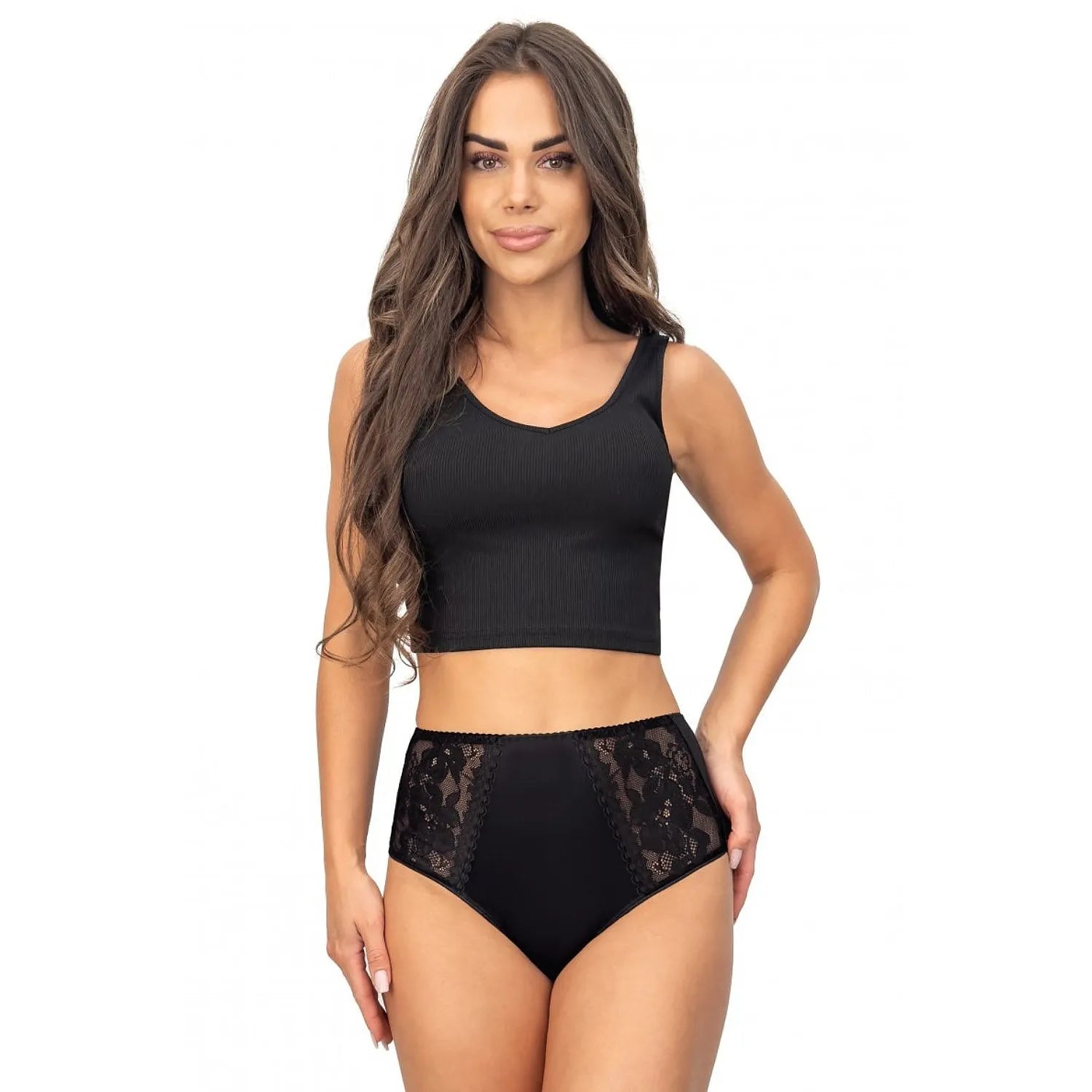 Culottes taille haute en dentelle noire élastique confortable femmes lingerie élégante intime quotidien occasion spéciale