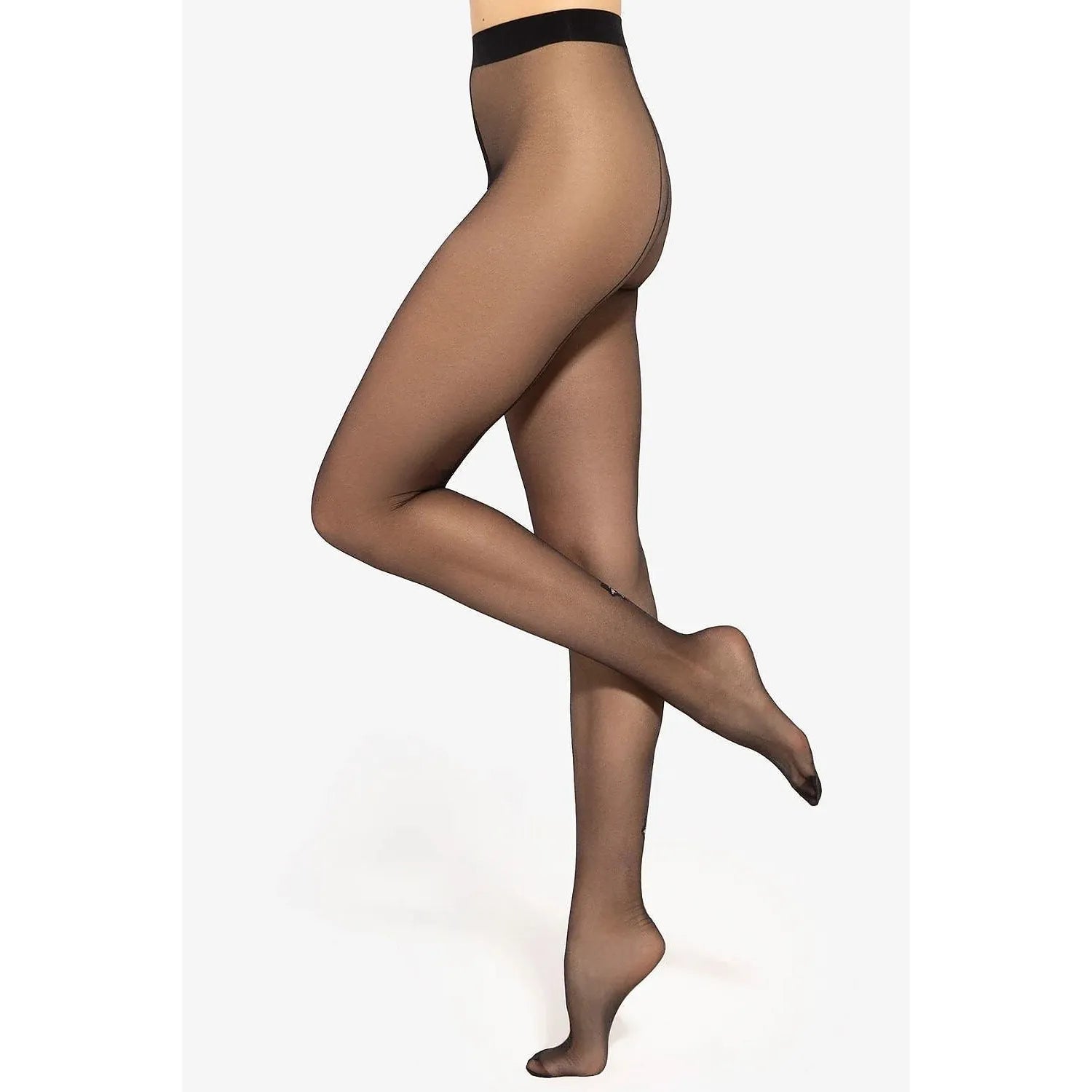 Collants brillants 20DEN noirs, taille haute, motif délicat, T-band, gousset visible, renfort orteils, élégants et confort...