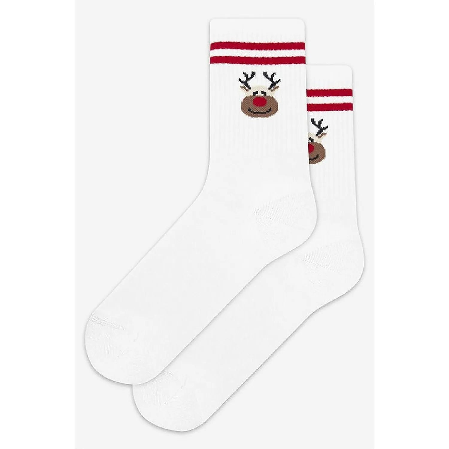 chaussettes hautes Noël rennes motif tricot aéré doux agréable confort chaud hiver maison chaussures cadeau stylé coton élasthanne