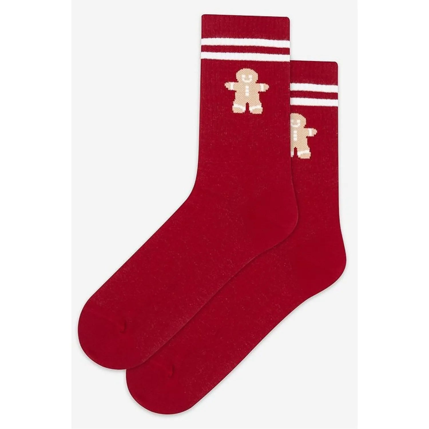 chaussettes hautes tricot aéré doux confort chaleur respirant coupe classique hiver détente maison cadeau festif motif bonhomme biscuit coton