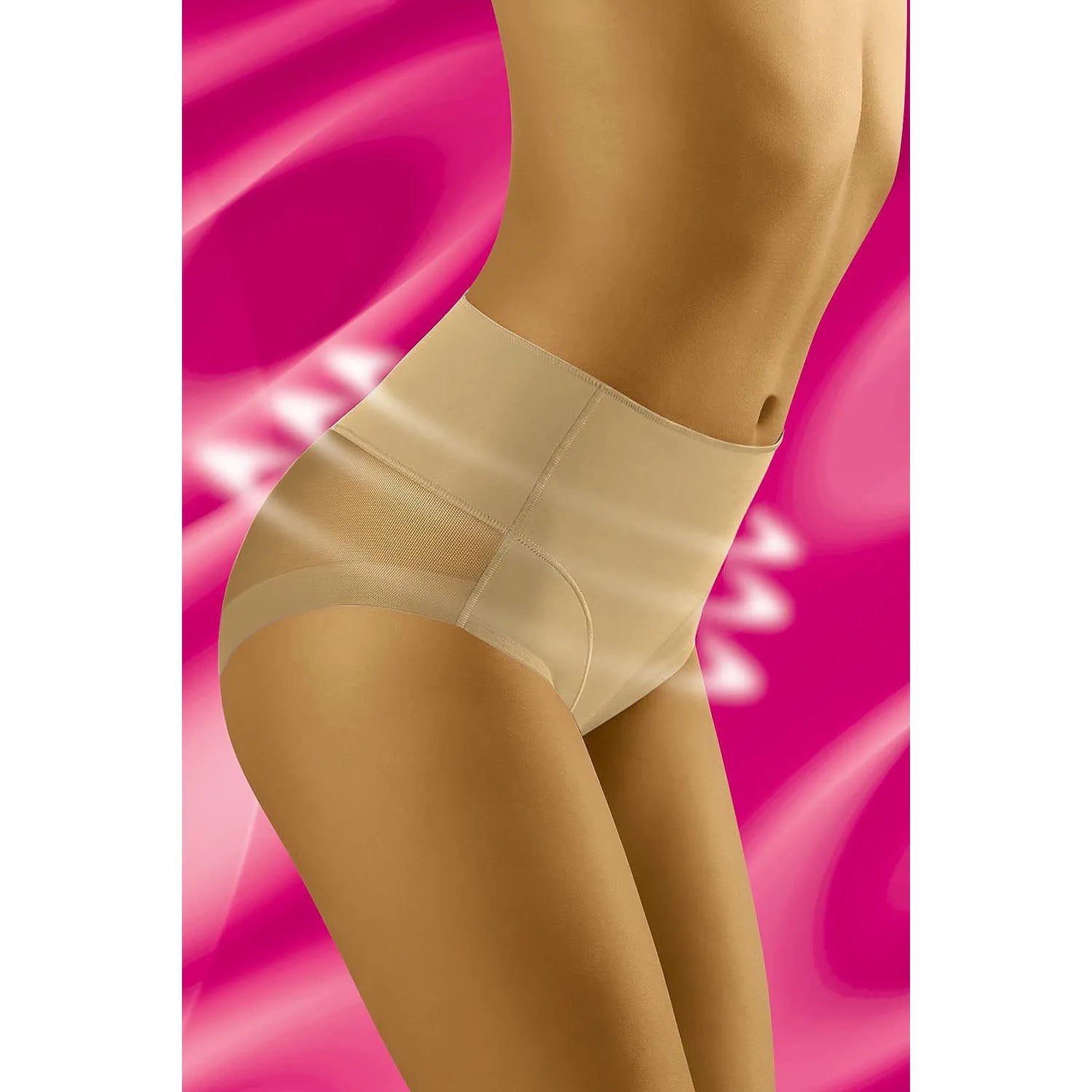 culotte modèle 49468 Wolbar gainante sculptante amincissante taille haute tissu élasticité élasthanne polyamide coutures plates maille sexy beige silhouette féminine
