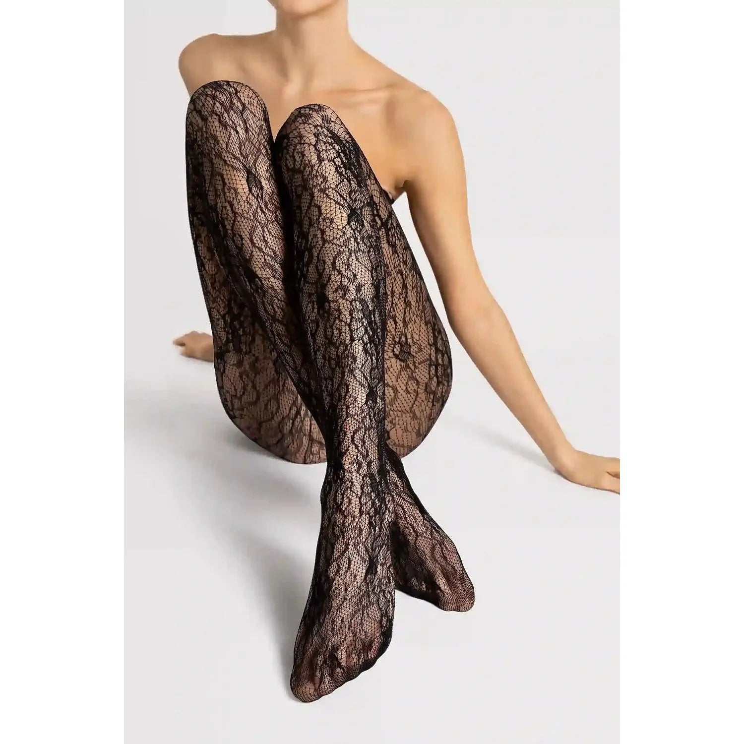 Collant résille floral tendance féminin élasthanne polyamide taille S M L