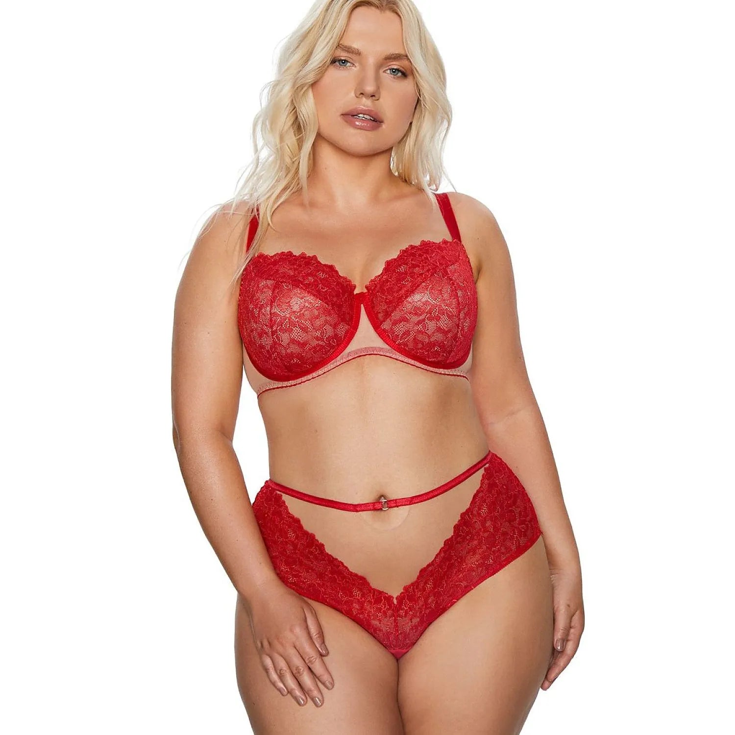 Culottes dentelle soie rouge intense confort femme élégante sensuelle Kinga 226782