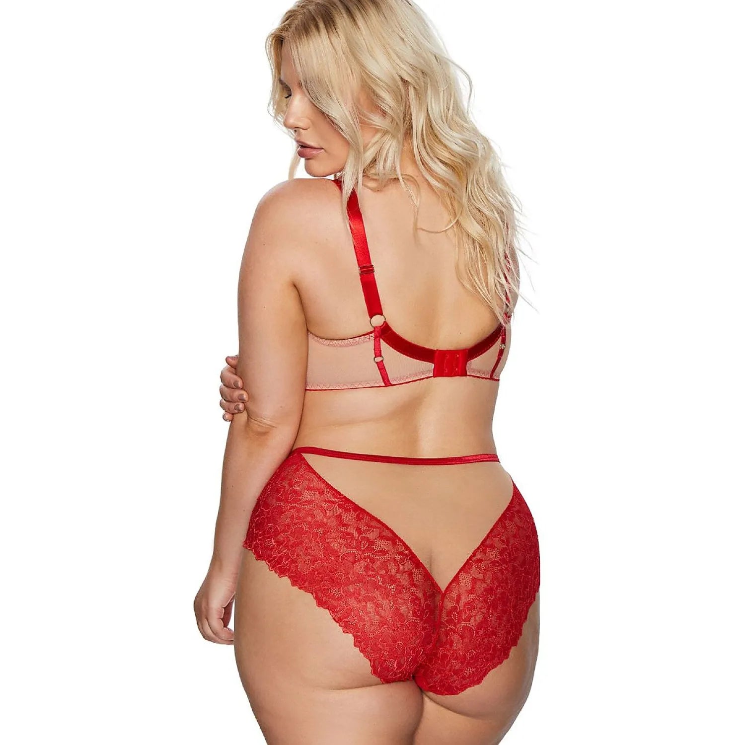 Culottes dentelle soie rouge intense Kinga 226782, confort et élégance pour femme moderne, coupe raffinée et sensuelle.