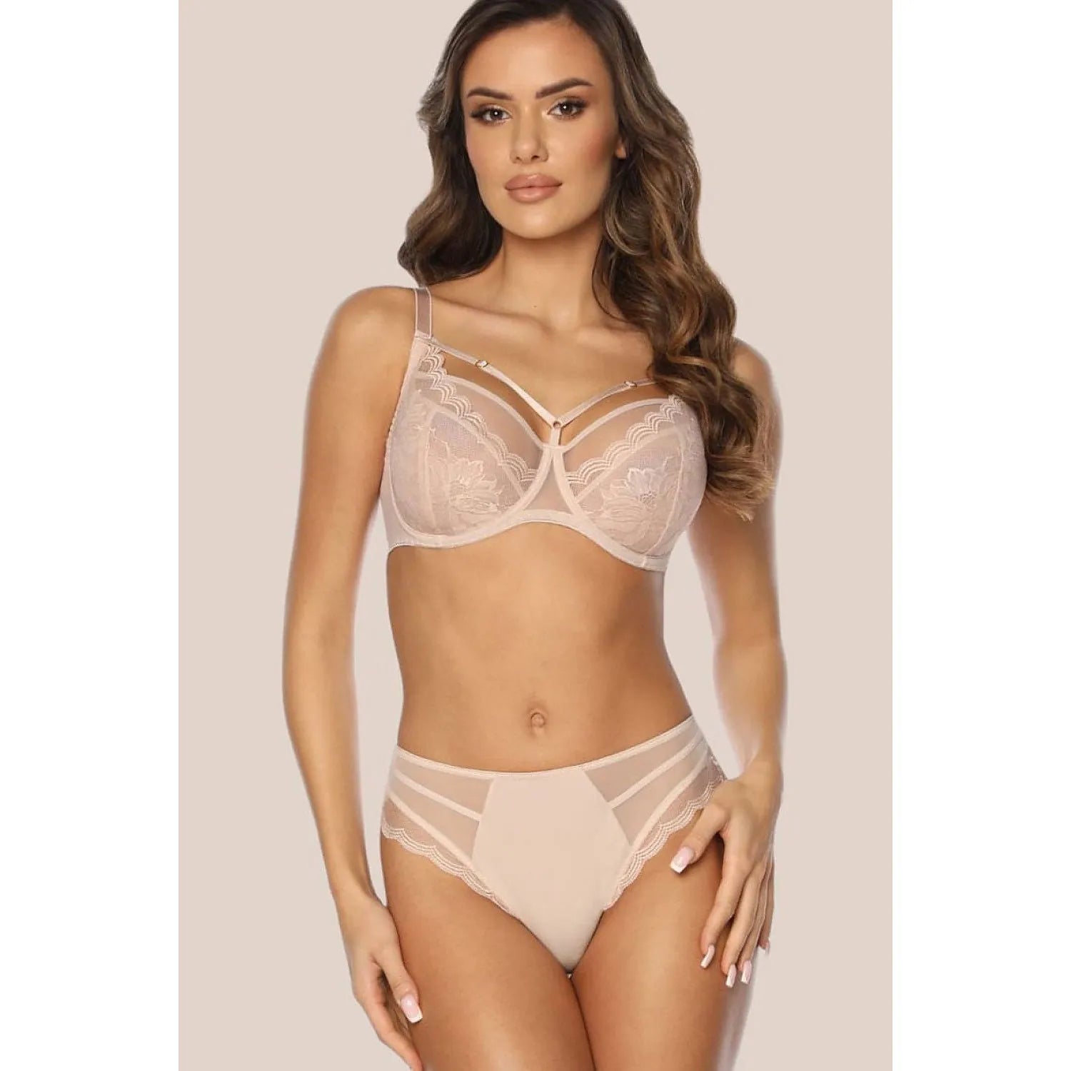 Culottes dentelle beige Alice P-768/3 confort invisible femme floral élégant