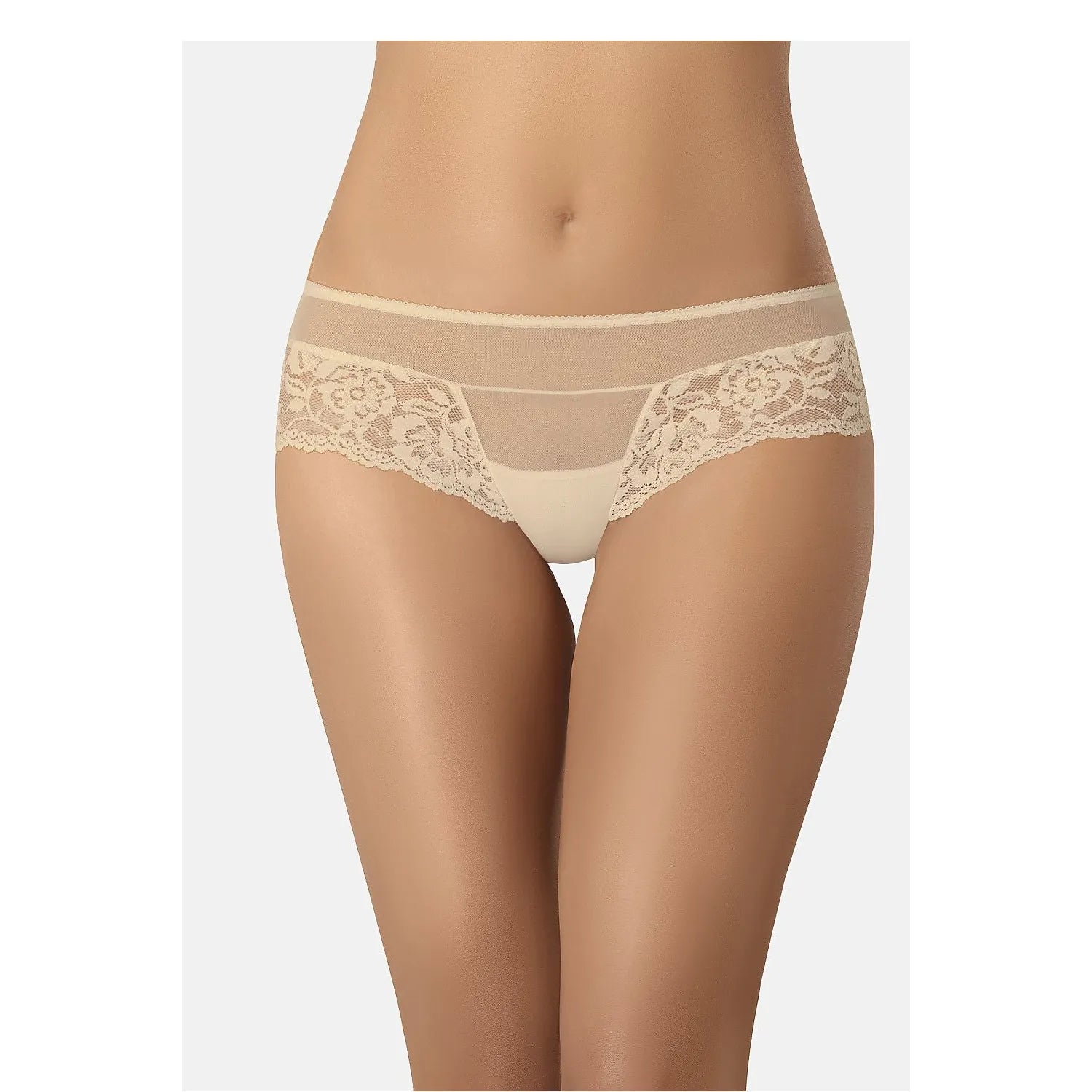 Culottes brésiliennes dentelle florale chair invisibles sous vêtements ajustés