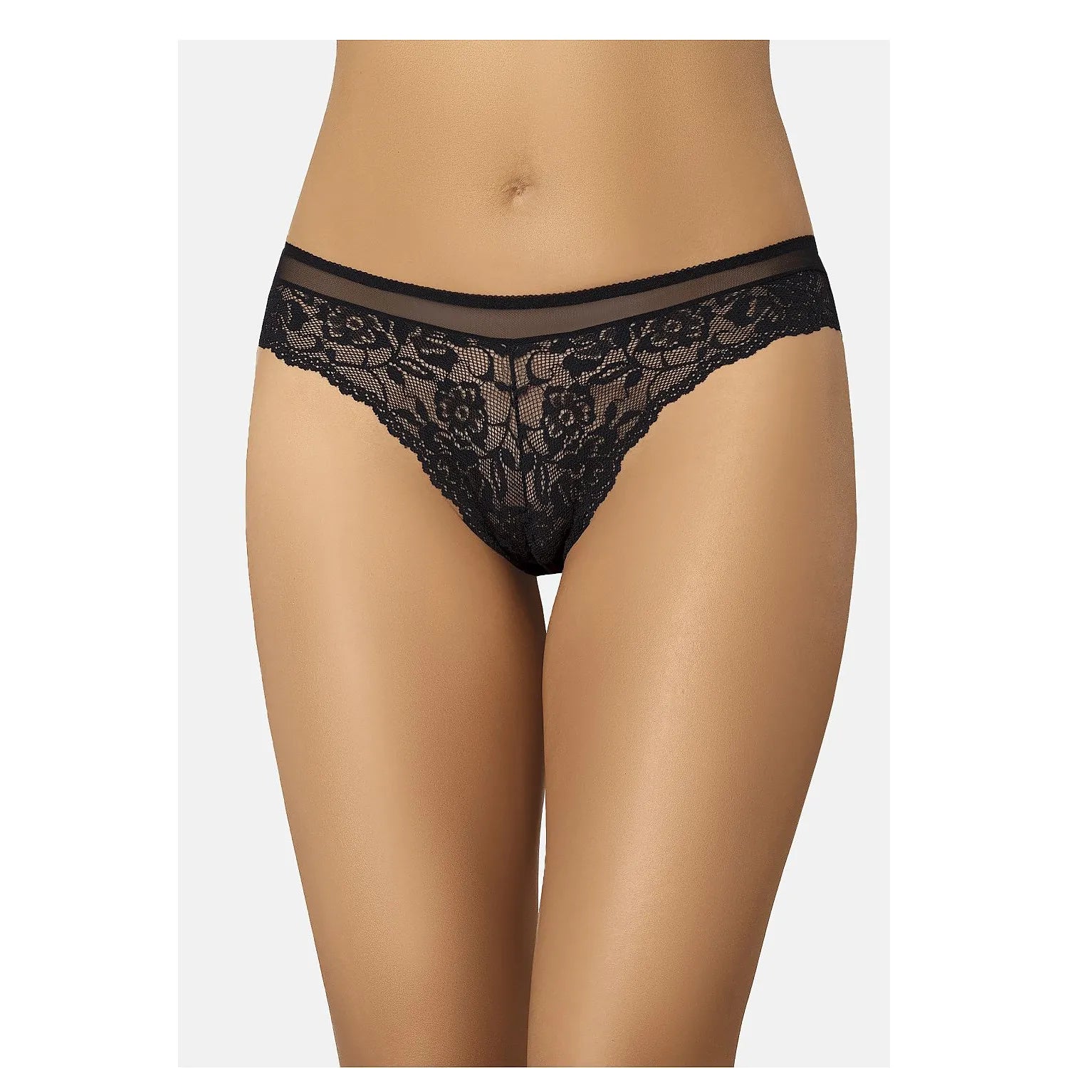 Culottes dentelle noire brésiliennes femme motif floral confortable Teyli 228817