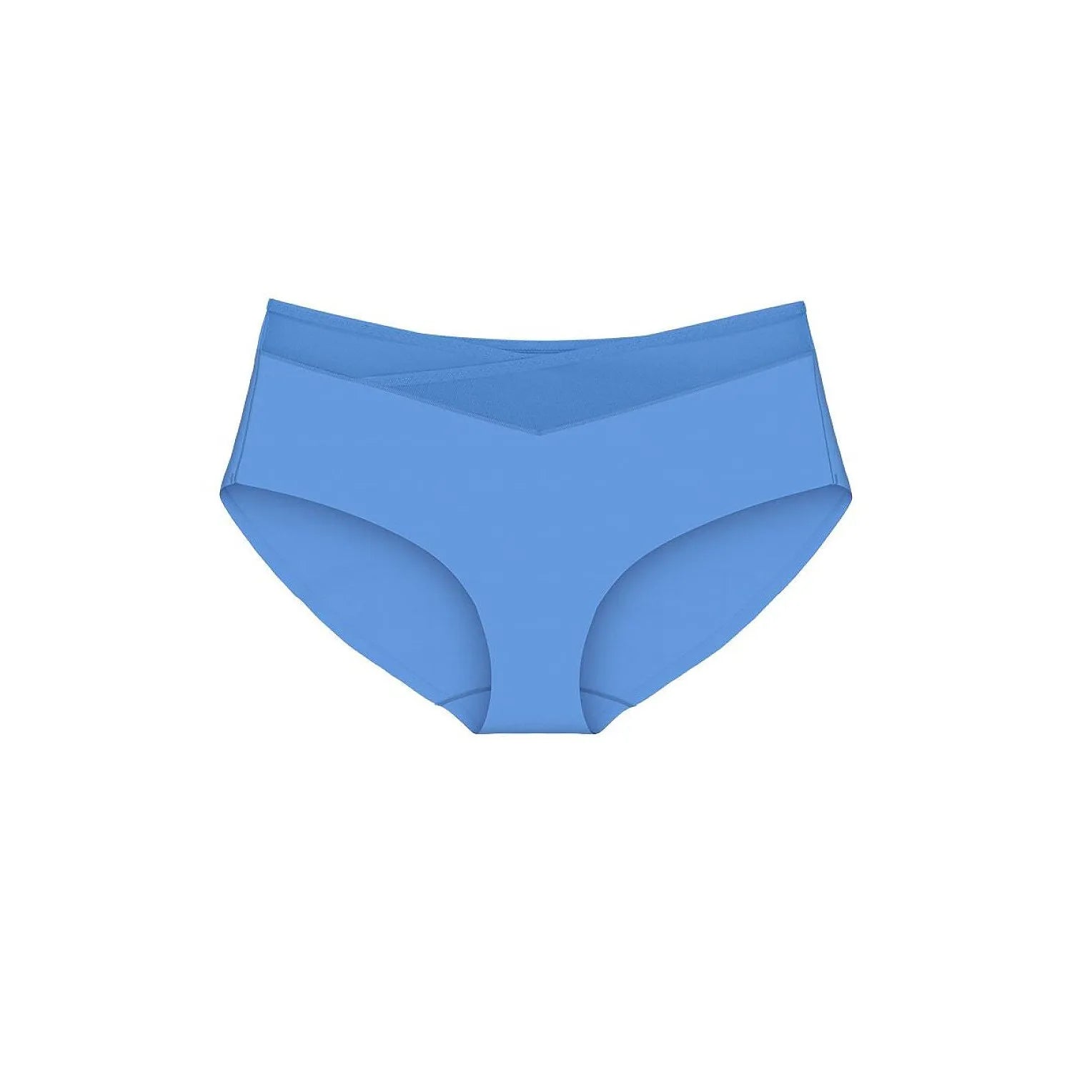 Culottes hautes amincissantes bleues, sans coutures, en tissu LYCRA, offrant confort et discrétion sous les vêtements.