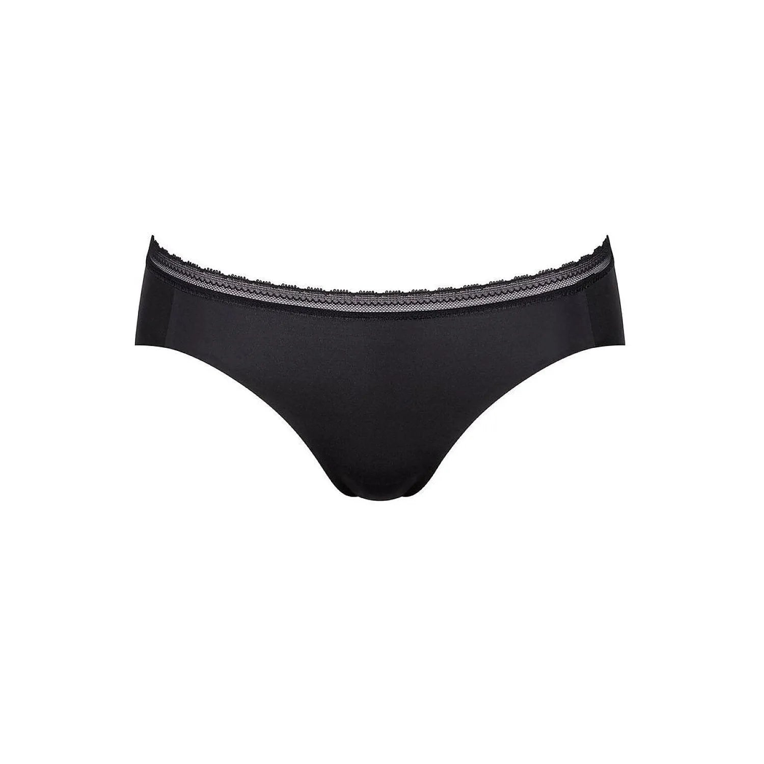 Culotte hipster Sloggi brune en microfibre douce avec bordure dentelle, ajustement parfait grâce à la technologie gel.
