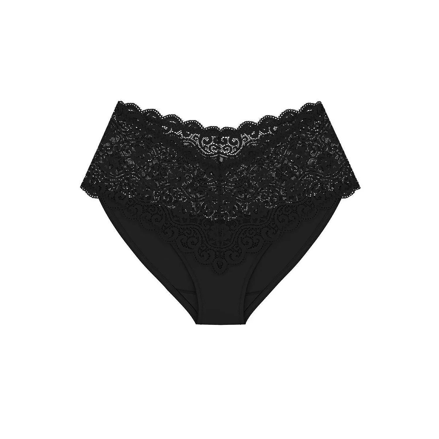 Culottes noires Triumph Amourette Maxi en dentelle élégante, taille haute, ajustement parfait, confort microfibre.