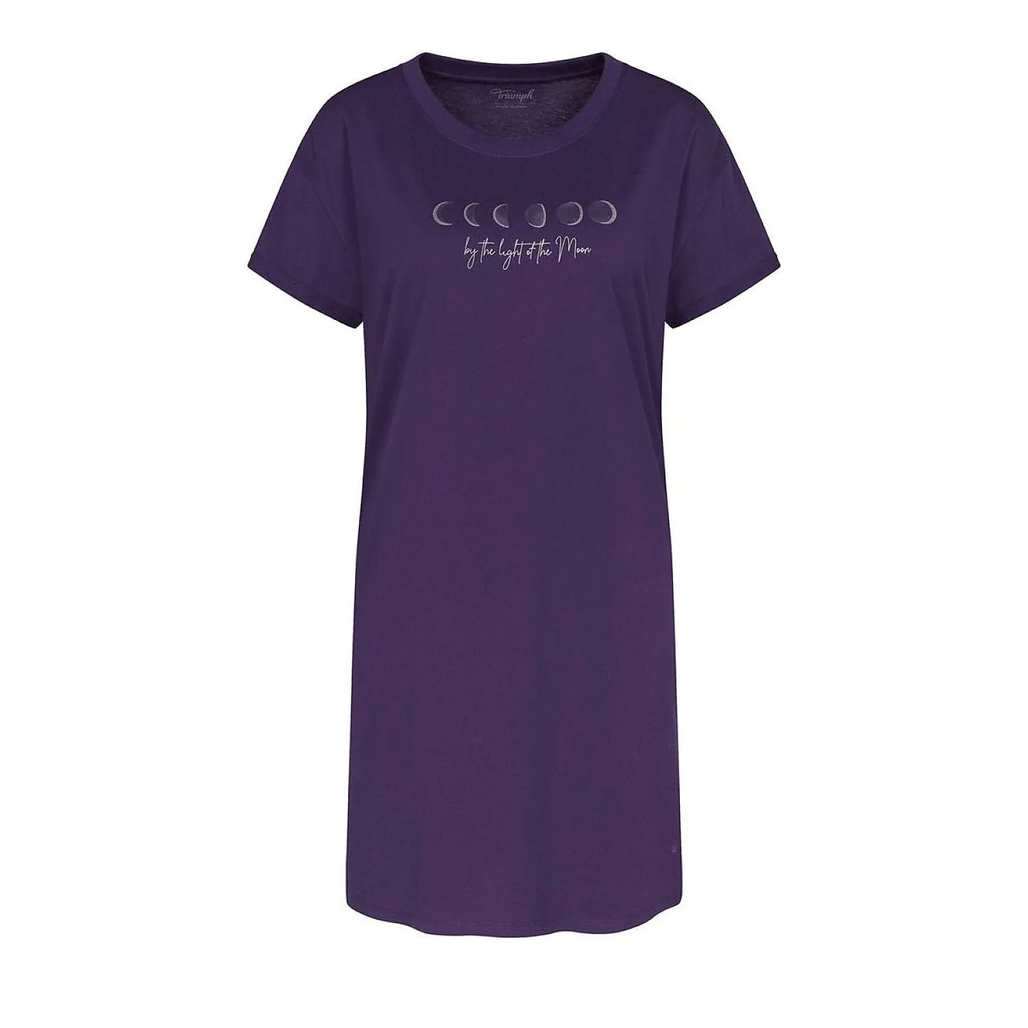 Chemise de nuit violette Triumph à manches courtes, motif phases de lune, tissu doux et respirant pour confort nocturne.
