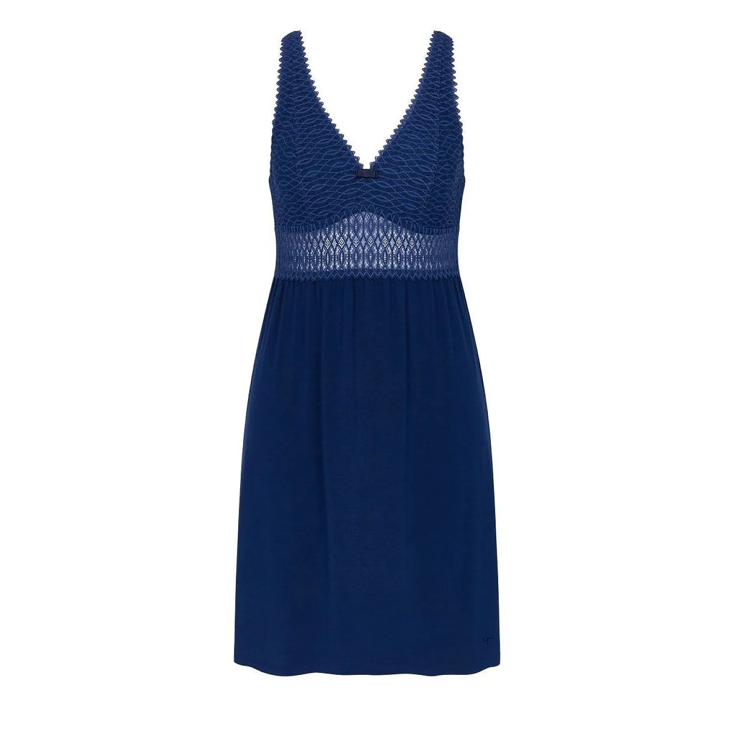 Chemise de nuit bleue Triumph Aura Spotlight, tissu doux Lenzing TENCEL, bretelles fines, soutien poitrine délicat.
