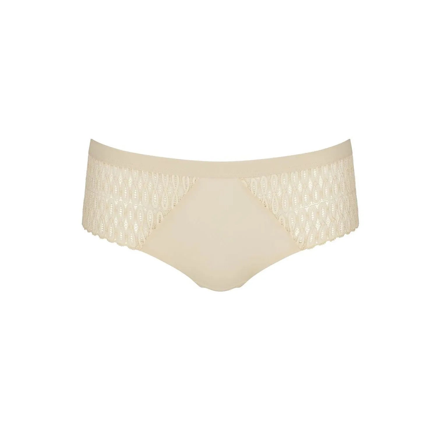 Culotte Triumph Aura Spotlight Maxi beige, dentelle à motifs sur les côtés, microfibre douce, coupe classique enveloppante.