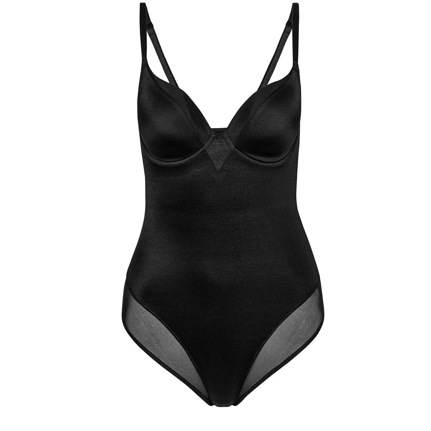 Body noir Triumph True Shape Sensation, bonnets renforcés, armatures, tissu modelant, silhouette affinée, confort optimal.