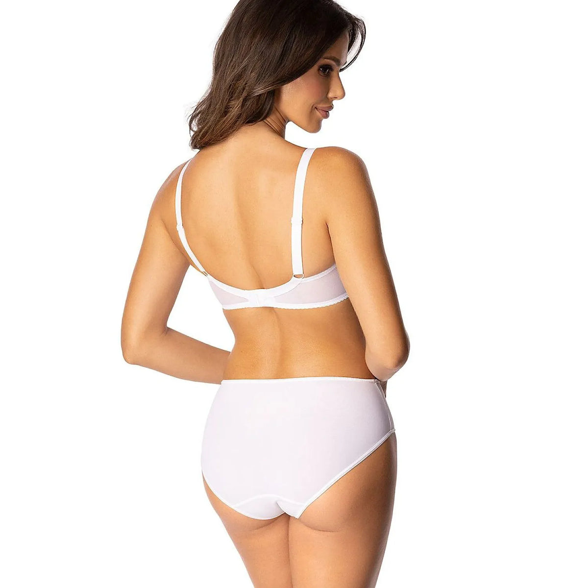 Culottes blanches Ljufu modèle 231199 Róża, broderie élégante à l'avant, microfibre lisse sur les côtés et l'arrière.