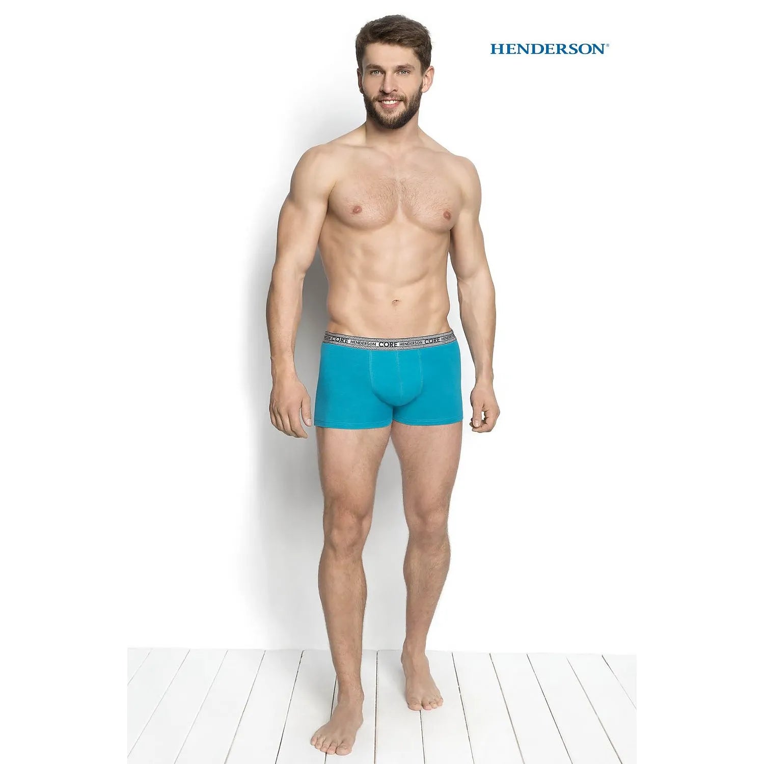 Boxer Homme Confort Style Henderson Coton Élasthanne Extensible Respirant Douceur Maintien Soutien Panneau Profilé Court Ajusté Ceinture Élastique Logo