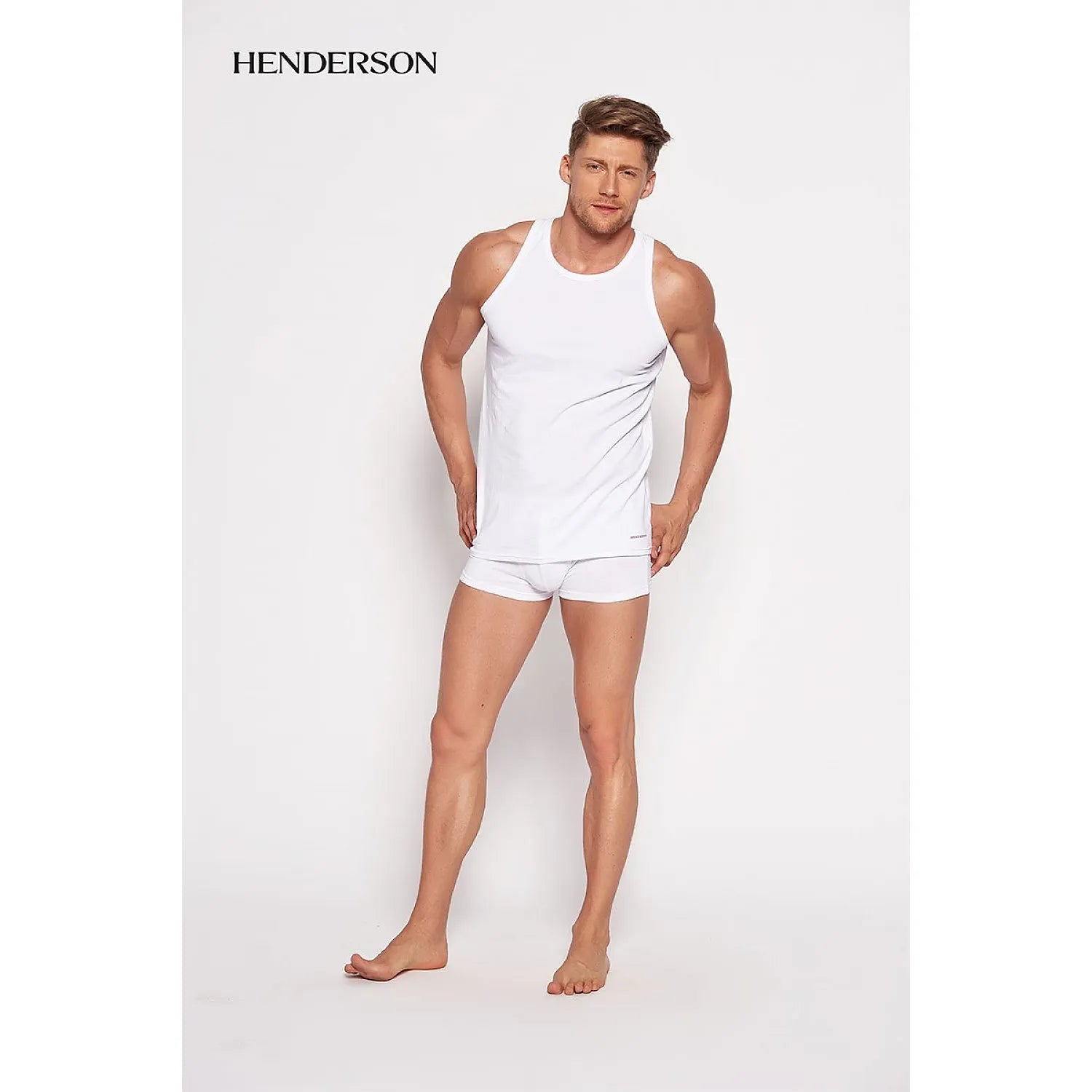 Ensemble lingerie masculine Henderson débardeur boxer blanc coton élasthanne confort respirabilité usage quotidien