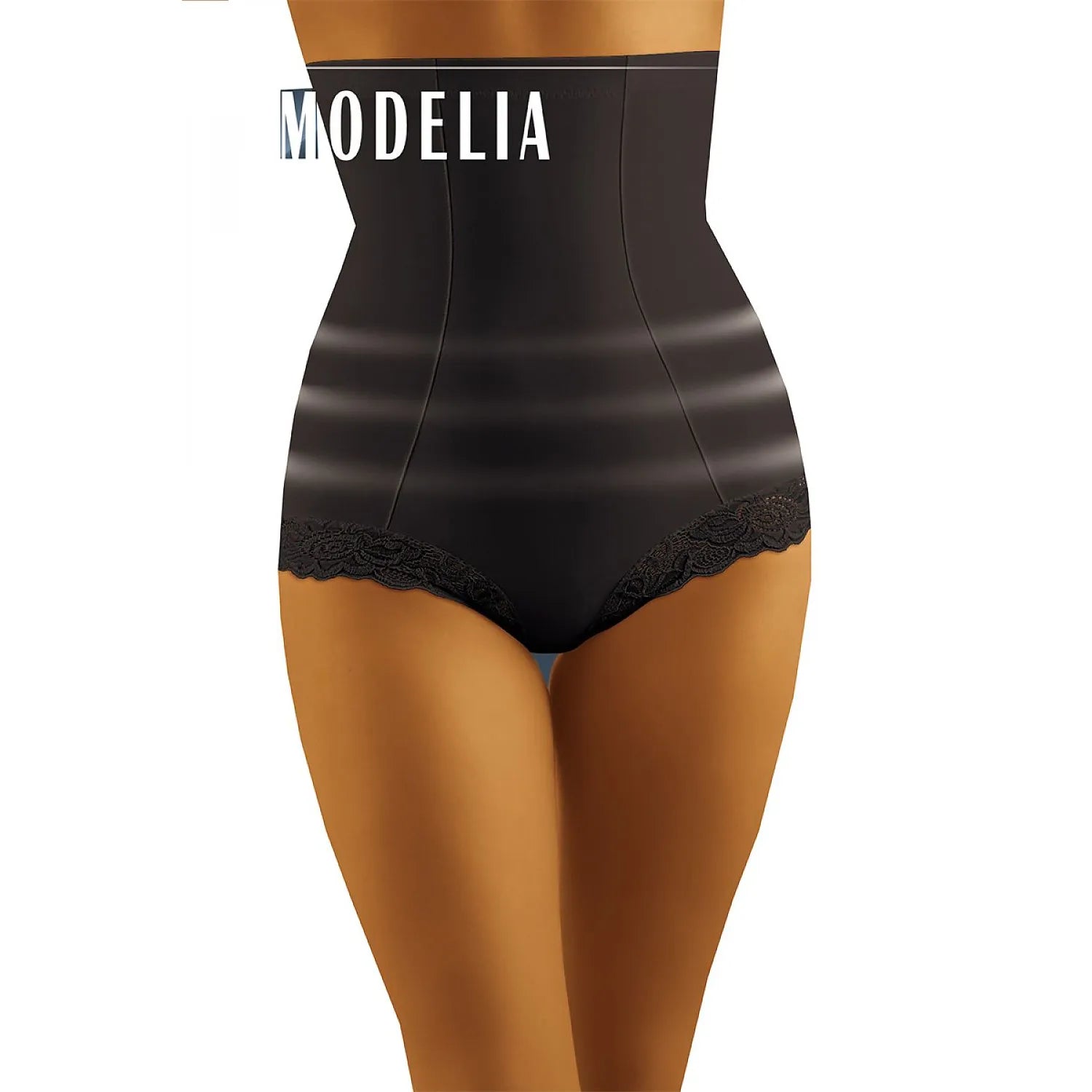 culotte correctrice taille haute amincissante silicone dentelle élasthanne Wolbar maintien antiglisse invisible sculptante confortable élégante noire