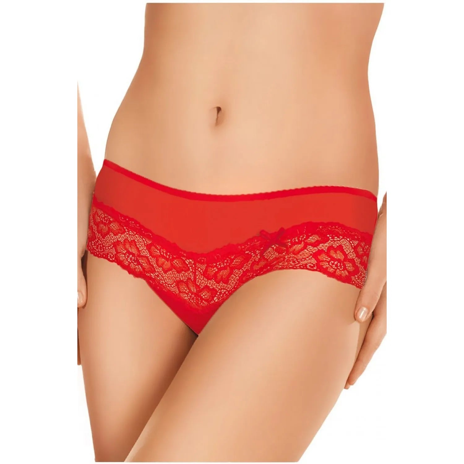 Culottes dentelle transparentes confortables rouges élégantes légères douces bordure dentelle petits nœuds latéraux tailles S M L XL Ewana 121538