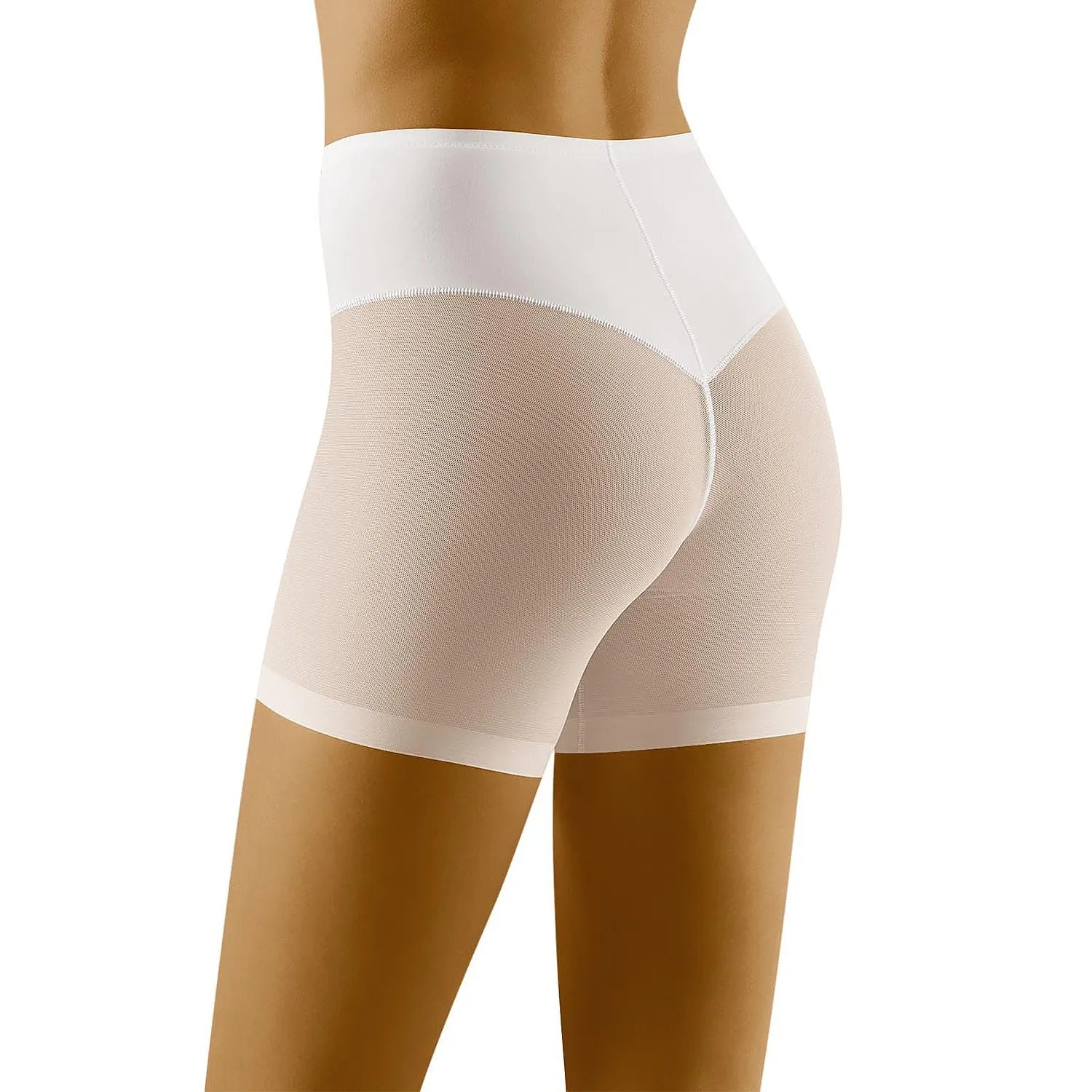 Culottes gainantes invisibles blanches, maille aérée, taille haute, silhouette affinée, confort élasthanne et polyamide.