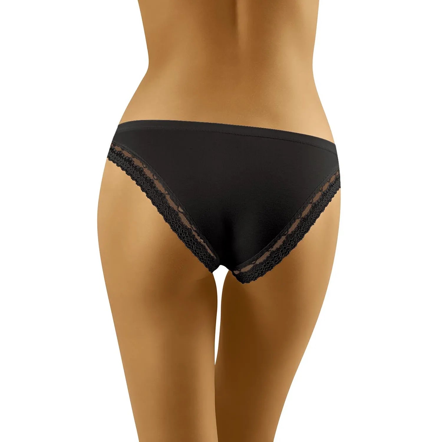 Culotte noire en dentelle classique, coton élasthanne, ajustement parfait, élégance féminine, confort durable.