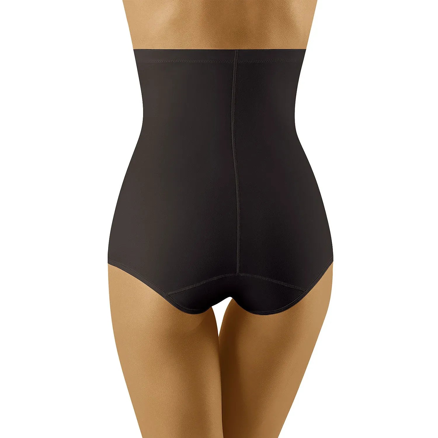 Culotte gainante noire taille haute, silhouette sablier, tissu lisse, ruban antiglisse, galbe hanches, confort quotidien.