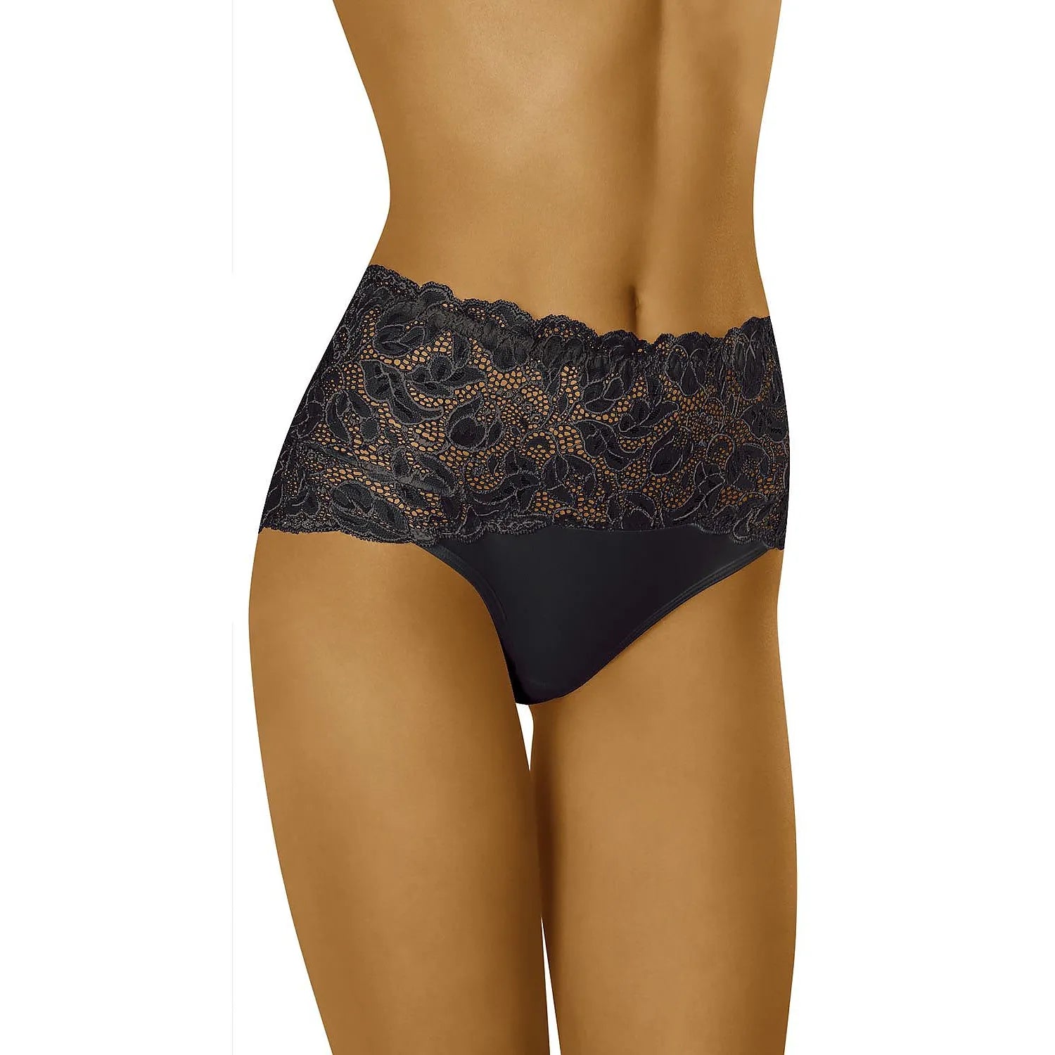 culotte dentelle élégante haute qualité élastique taille dos lacets maintien confort silhouette flatteuse coton polyamide élasthanne