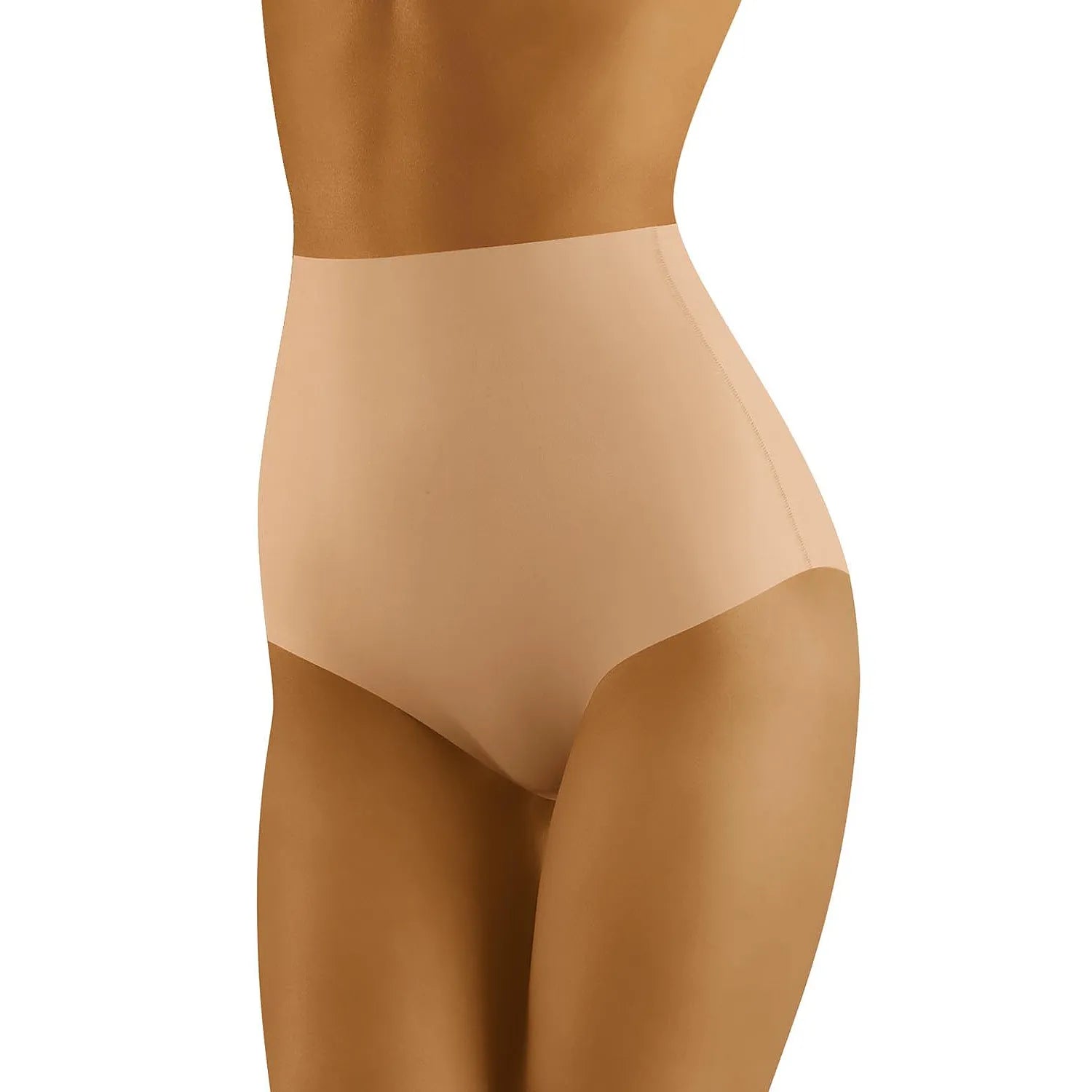 culotte taille haute modelante sport invisible coton micromodal élasthanne maintien abdominale respirante coutures plates bords laser beige Wolbar