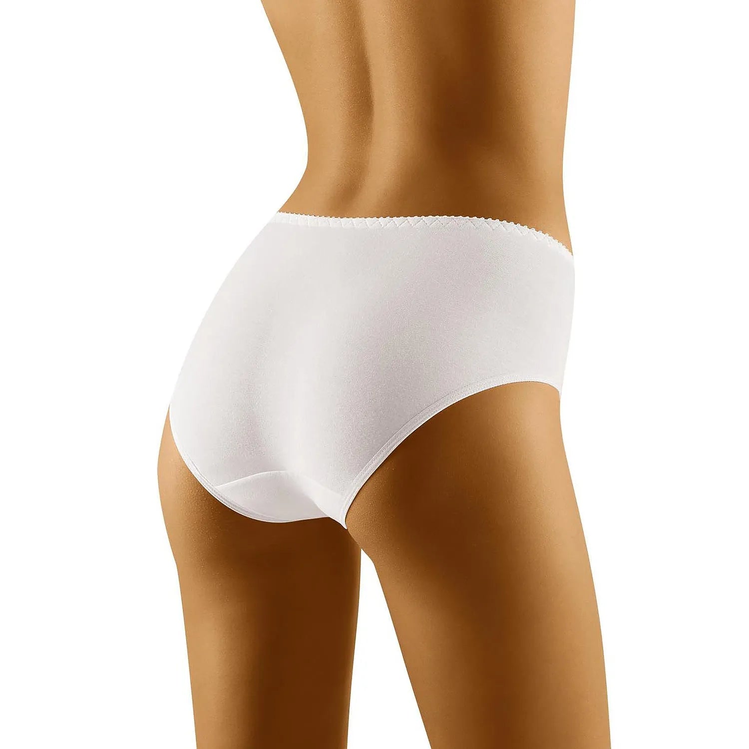 Culotte taille haute blanche en dentelle et coton, maintien amincissant, dos lisse, modèle 127460 Wolbar pour femmes.