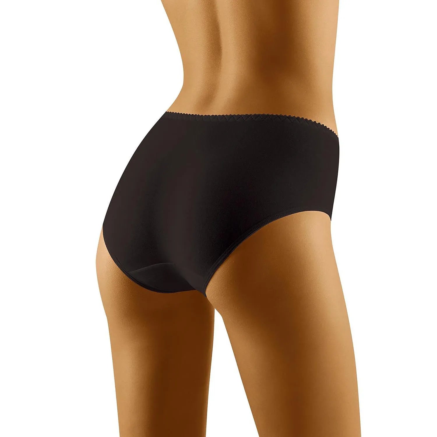 Culotte noire taille haute en dentelle, coton élasthanne, coupe complète, confort et élégance pour un usage quotidien.