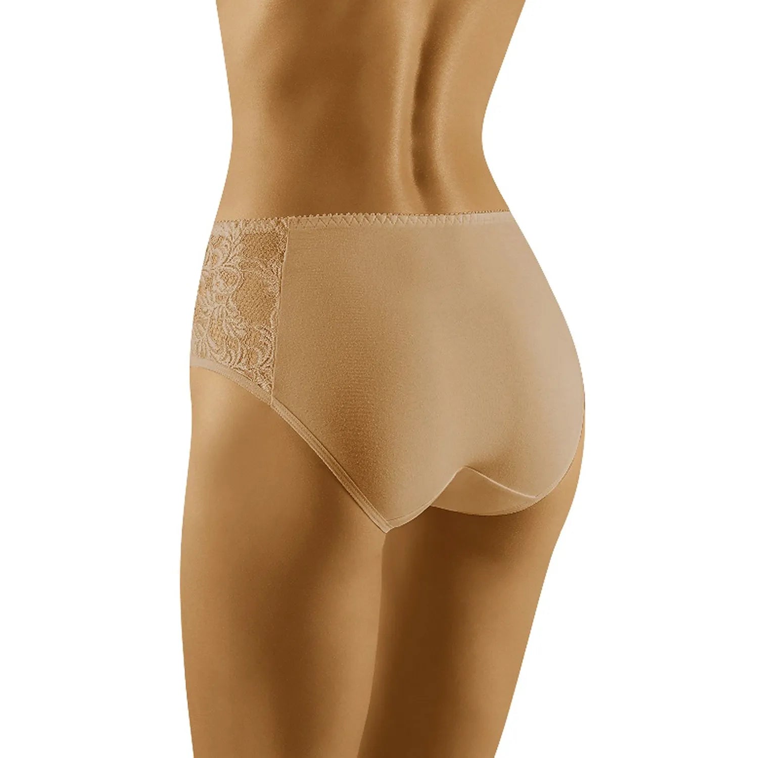 Culotte beige Wolbar 129466, dentelle subtile sur les côtés, tissu en coton de haute qualité, coupe élégante et confortable.