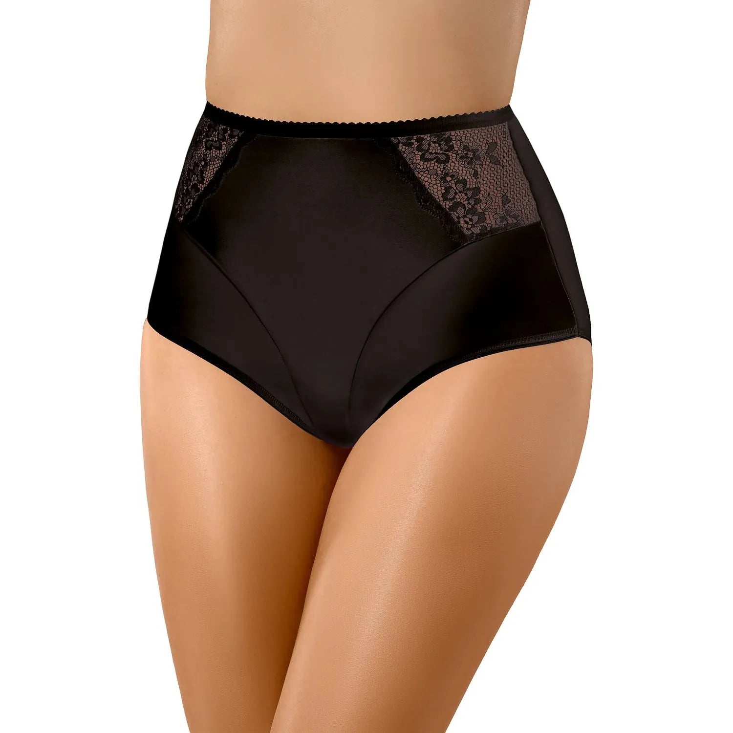 culottes hautes Babell dentelle maintien silhouette taille haute rétro chic satiné doux extensible confortable bordures élastiques insert coton découpe lissante