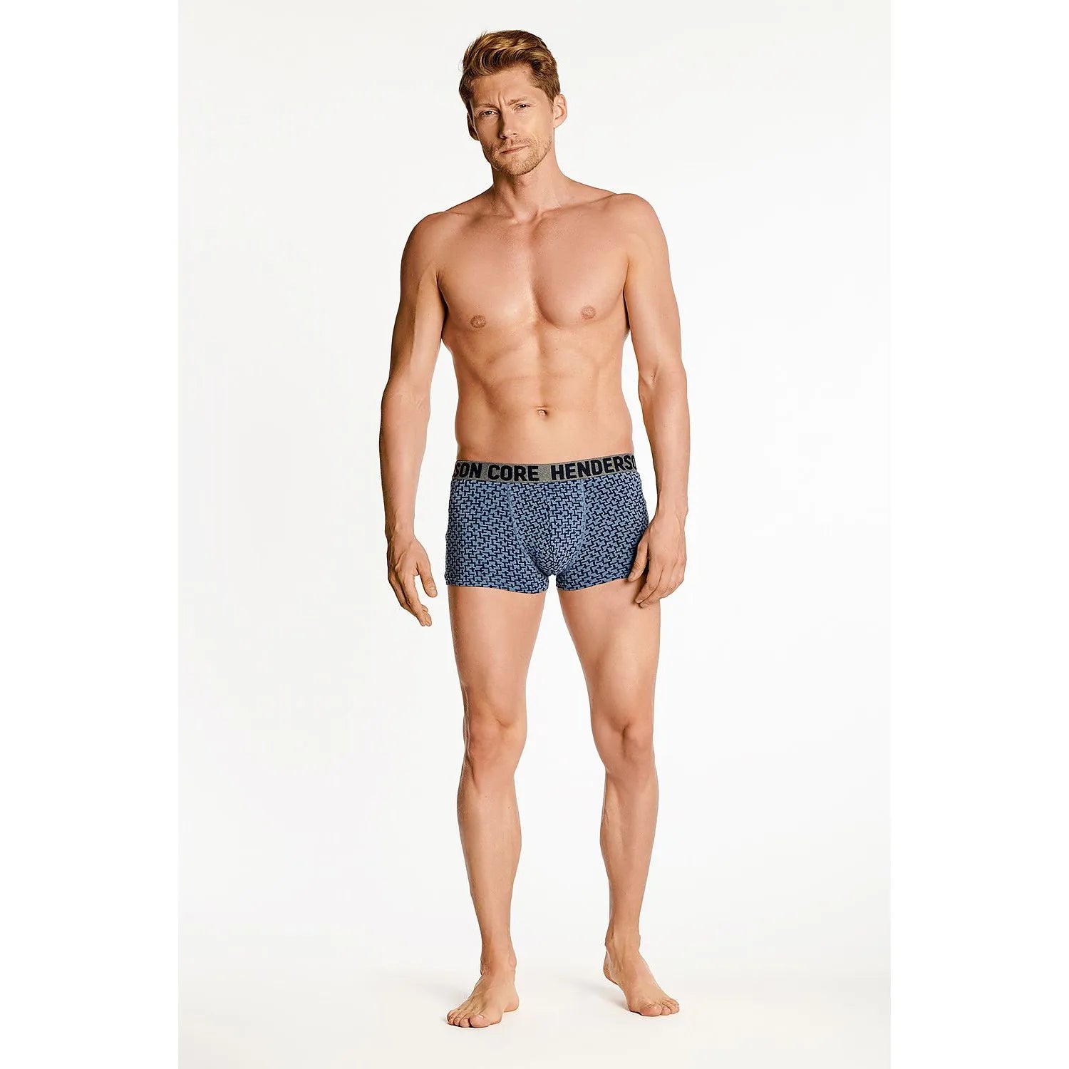 Boxers hommes confort coton élasthanne Henderson pack 2 motifs modernes bleu marine blanc