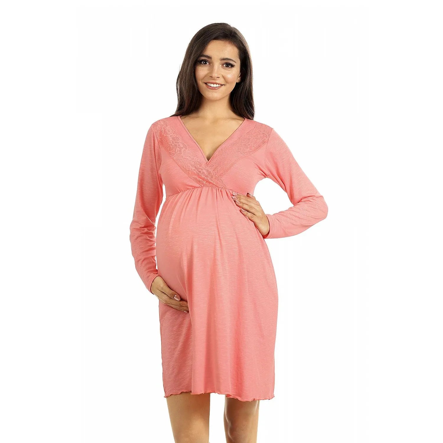 chemise nuit maternité allaitement viscose élasthanne polyamide douceur respirante élasticité soutien bandage encolure enveloppante manches longues confort discrète durable élégante